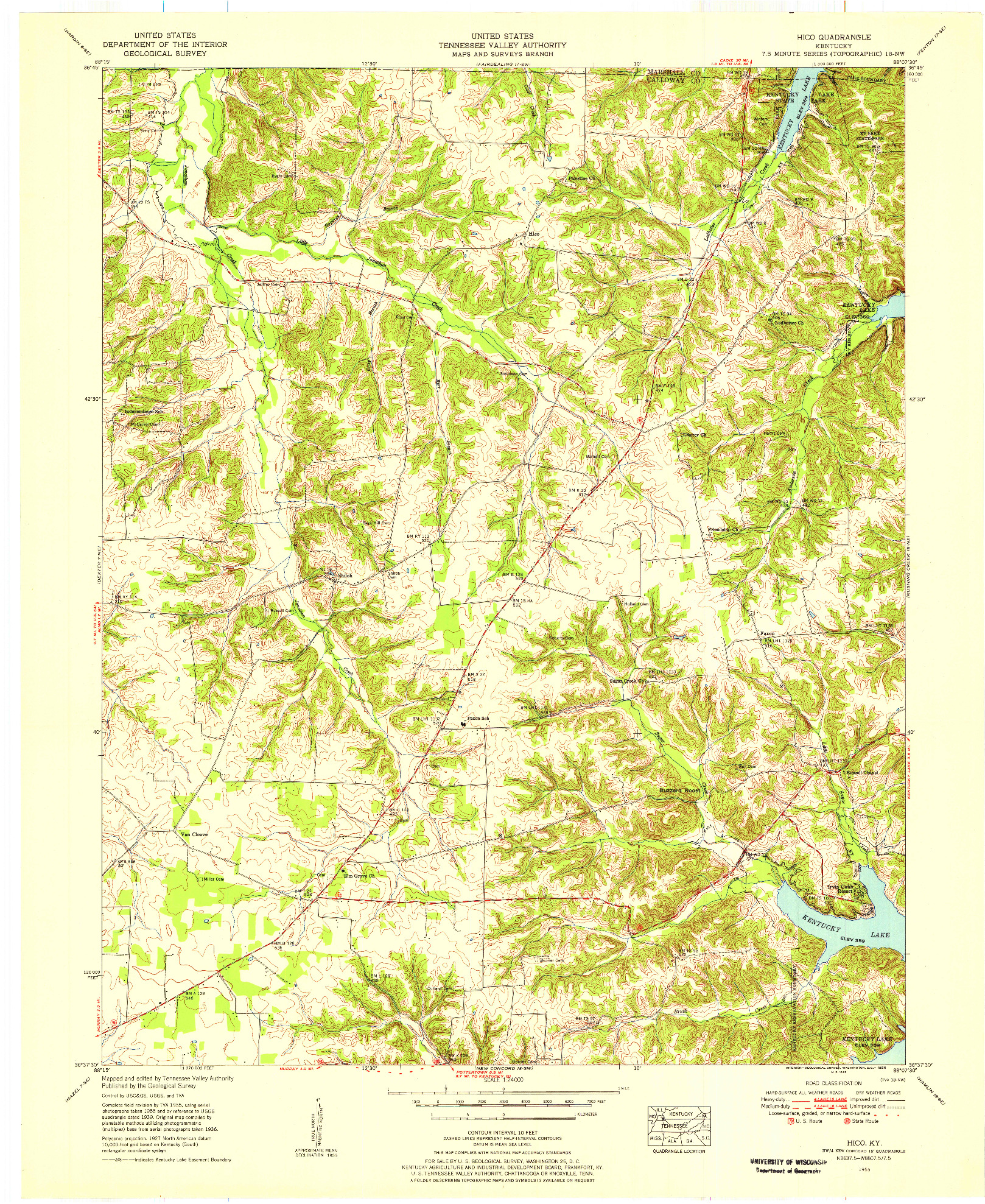 USGS 1:24000-SCALE QUADRANGLE FOR HICO, KY 1955