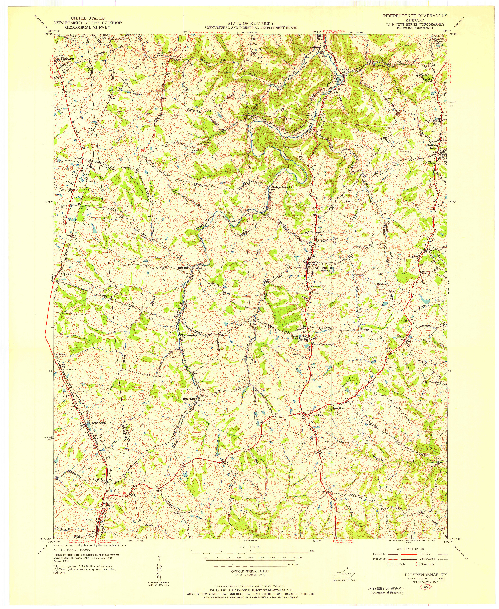 USGS 1:24000-SCALE QUADRANGLE FOR INDEPENDENCE, KY 1955