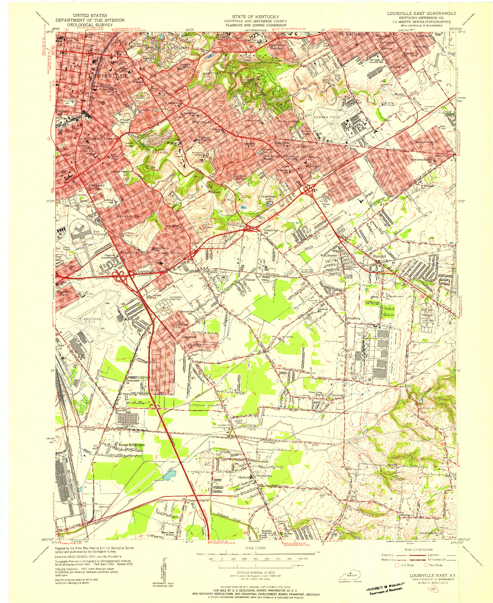 USGS 1:24000-SCALE QUADRANGLE FOR LOUISVILLE EAST, KY 1955