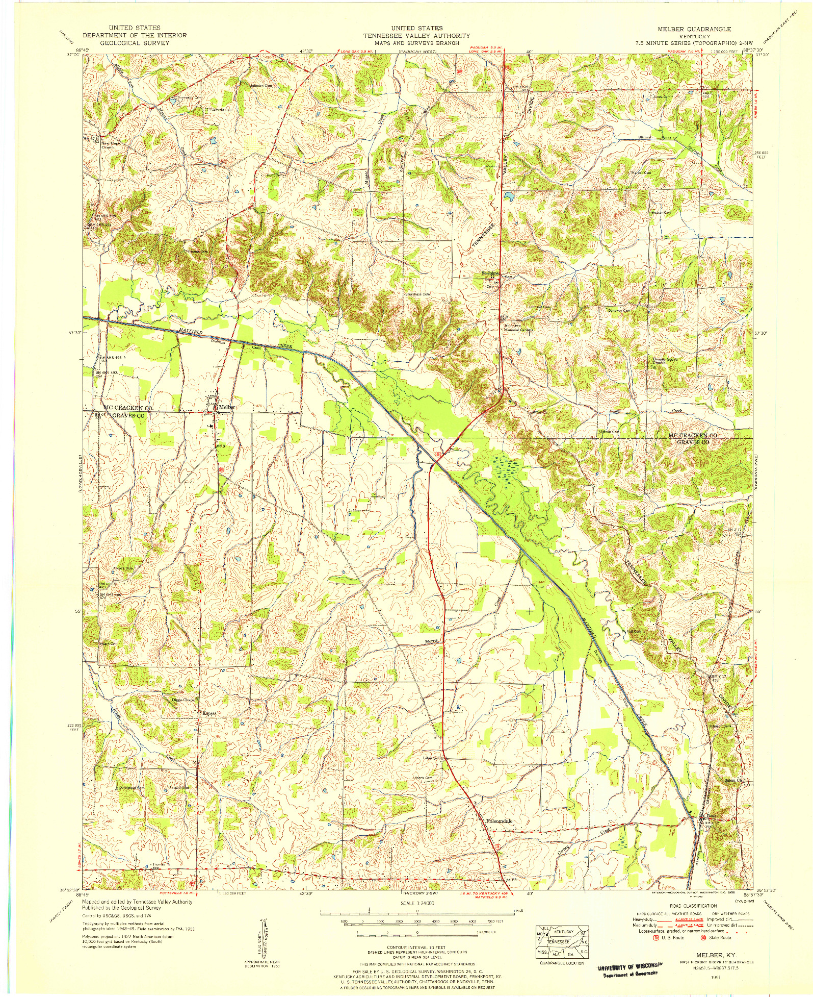 USGS 1:24000-SCALE QUADRANGLE FOR MELBER, KY 1951