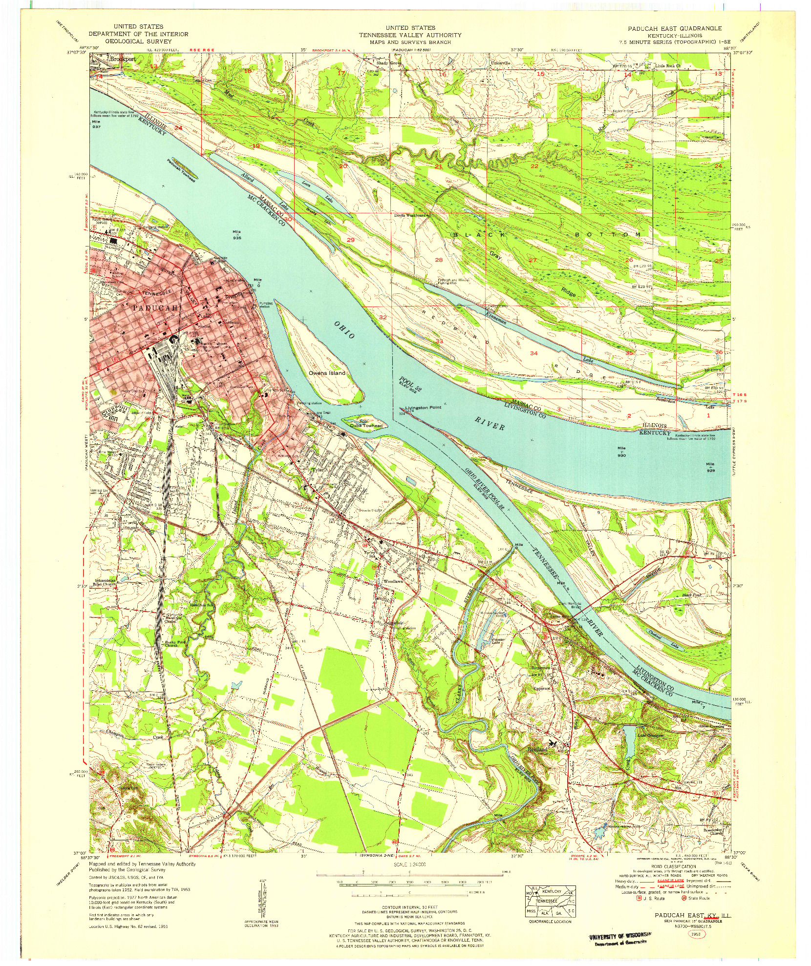 USGS 1:24000-SCALE QUADRANGLE FOR PADUCAH EAST, KY 1953