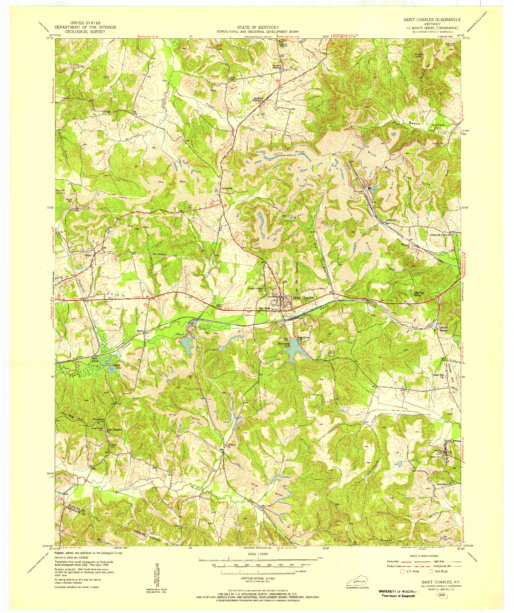 USGS 1:24000-SCALE QUADRANGLE FOR SAINT CHARLES, KY 1954