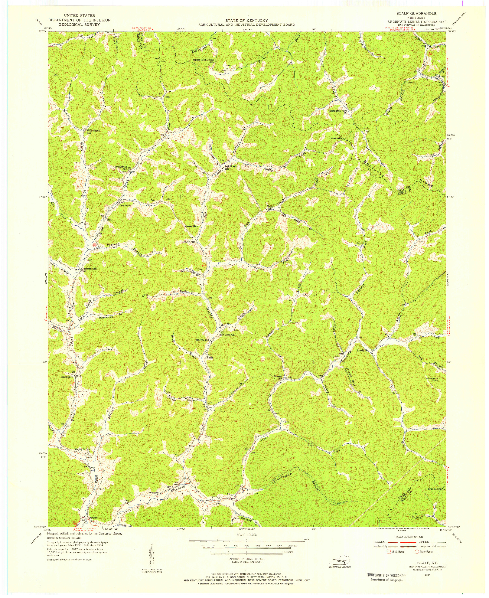 USGS 1:24000-SCALE QUADRANGLE FOR SCALF, KY 1954