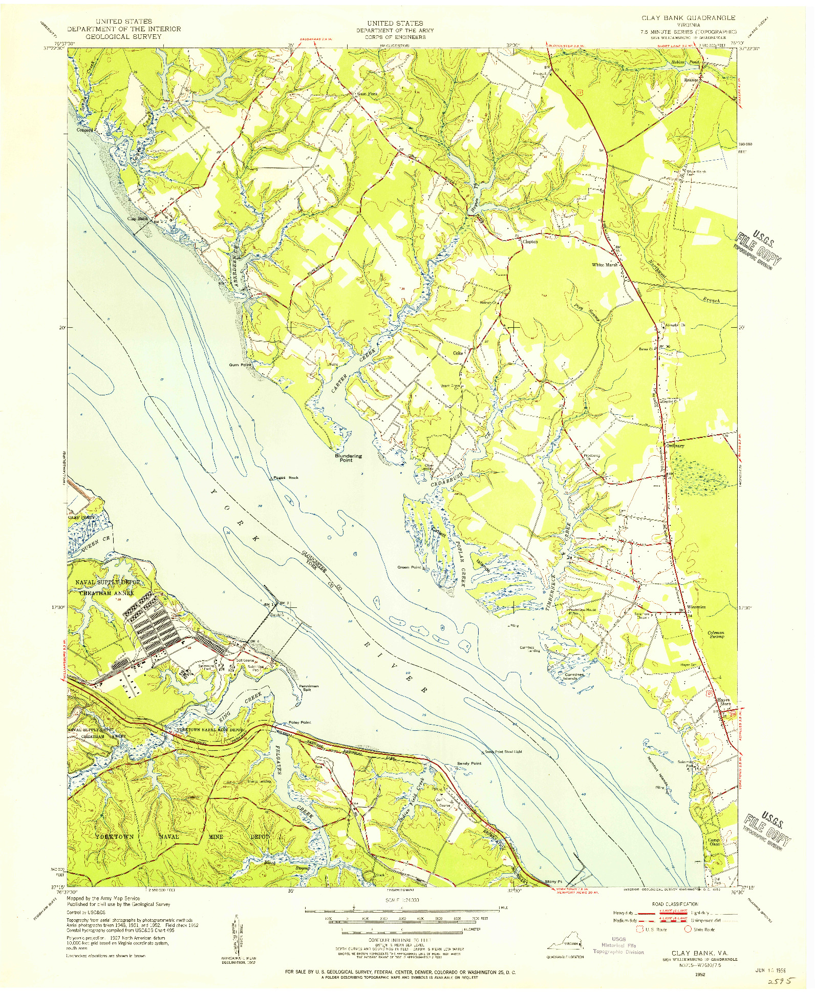 USGS 1:24000-SCALE QUADRANGLE FOR CLAY BANK, VA 1952