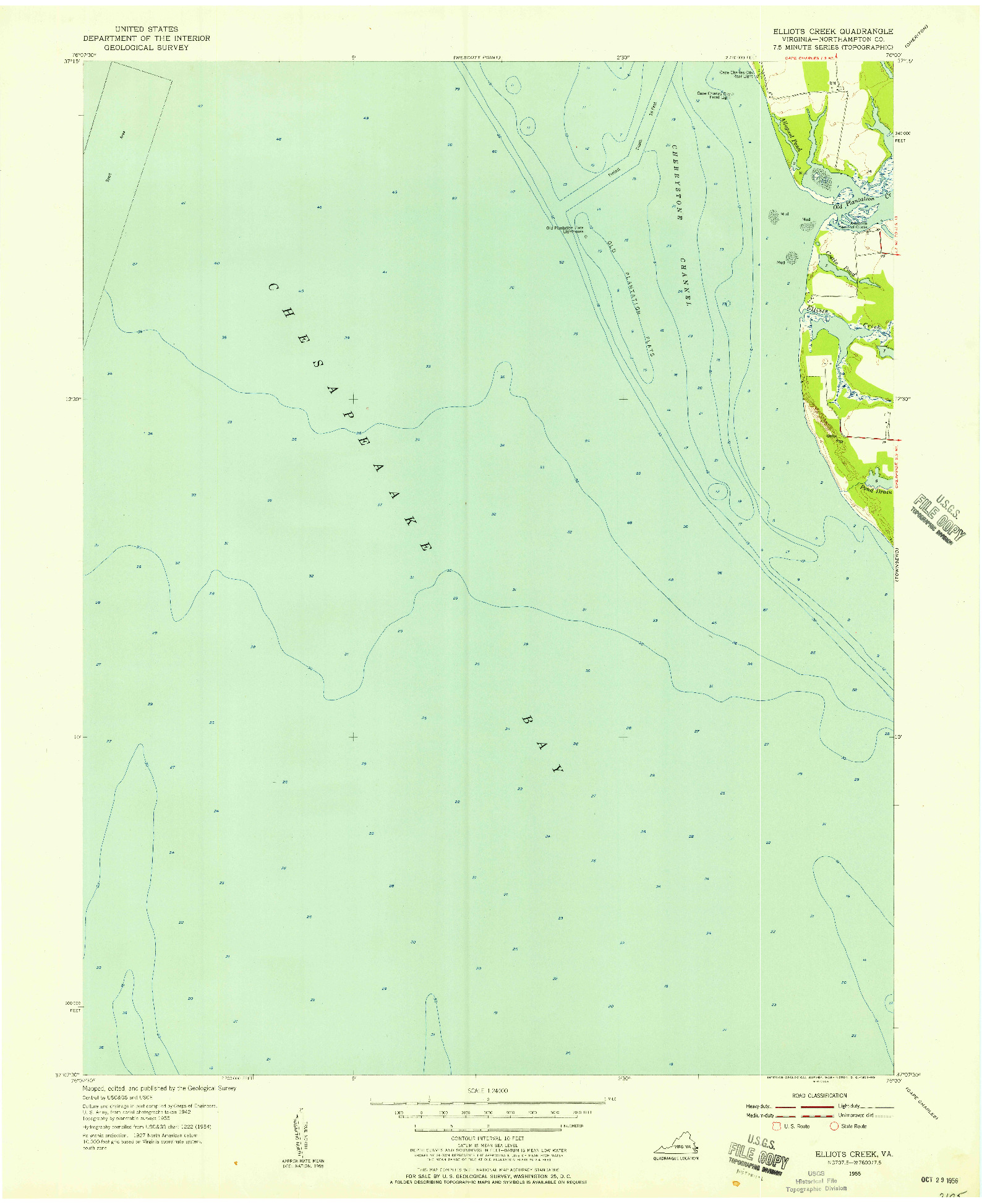 USGS 1:24000-SCALE QUADRANGLE FOR ELLIOTTS CREEK, VA 1955