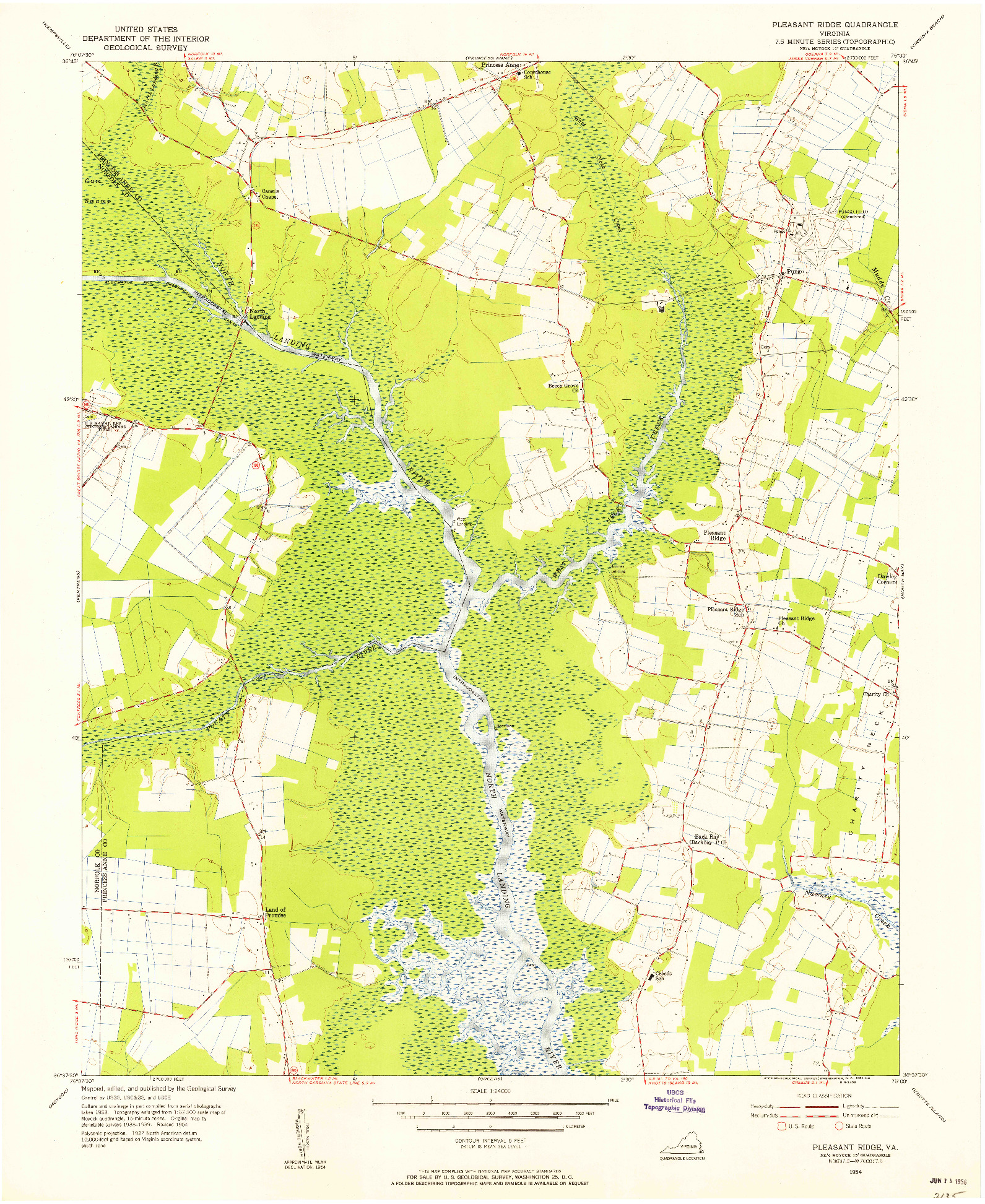 USGS 1:24000-SCALE QUADRANGLE FOR PLEASANT RIDGE, VA 1954