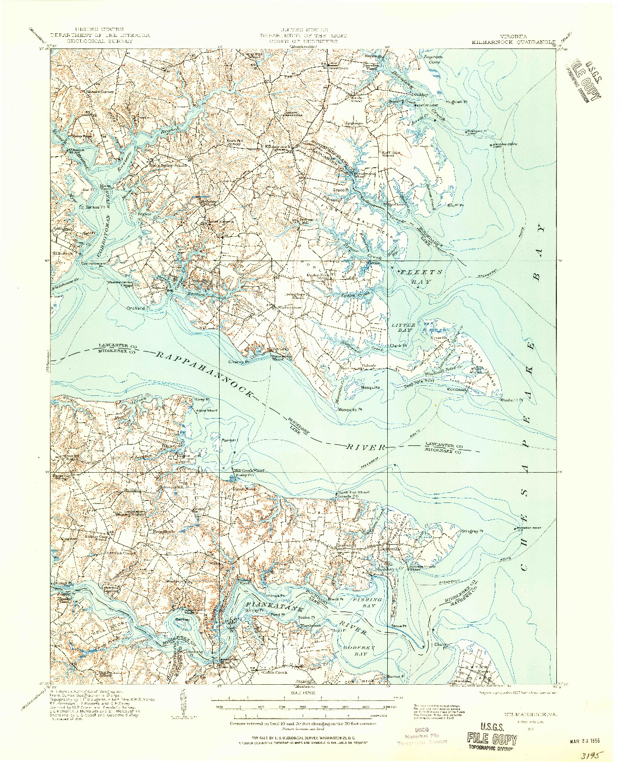 USGS 1:62500-SCALE QUADRANGLE FOR KILMARNOCK, VA 1916