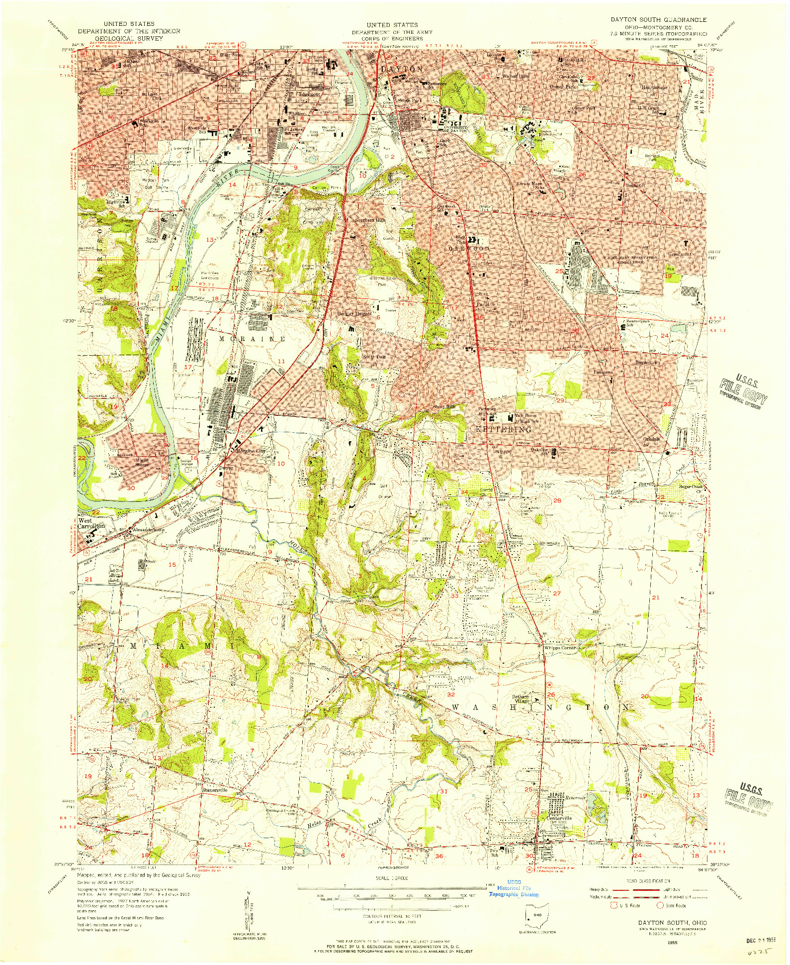 USGS 1:24000-SCALE QUADRANGLE FOR DAYTON SOUTH, OH 1955