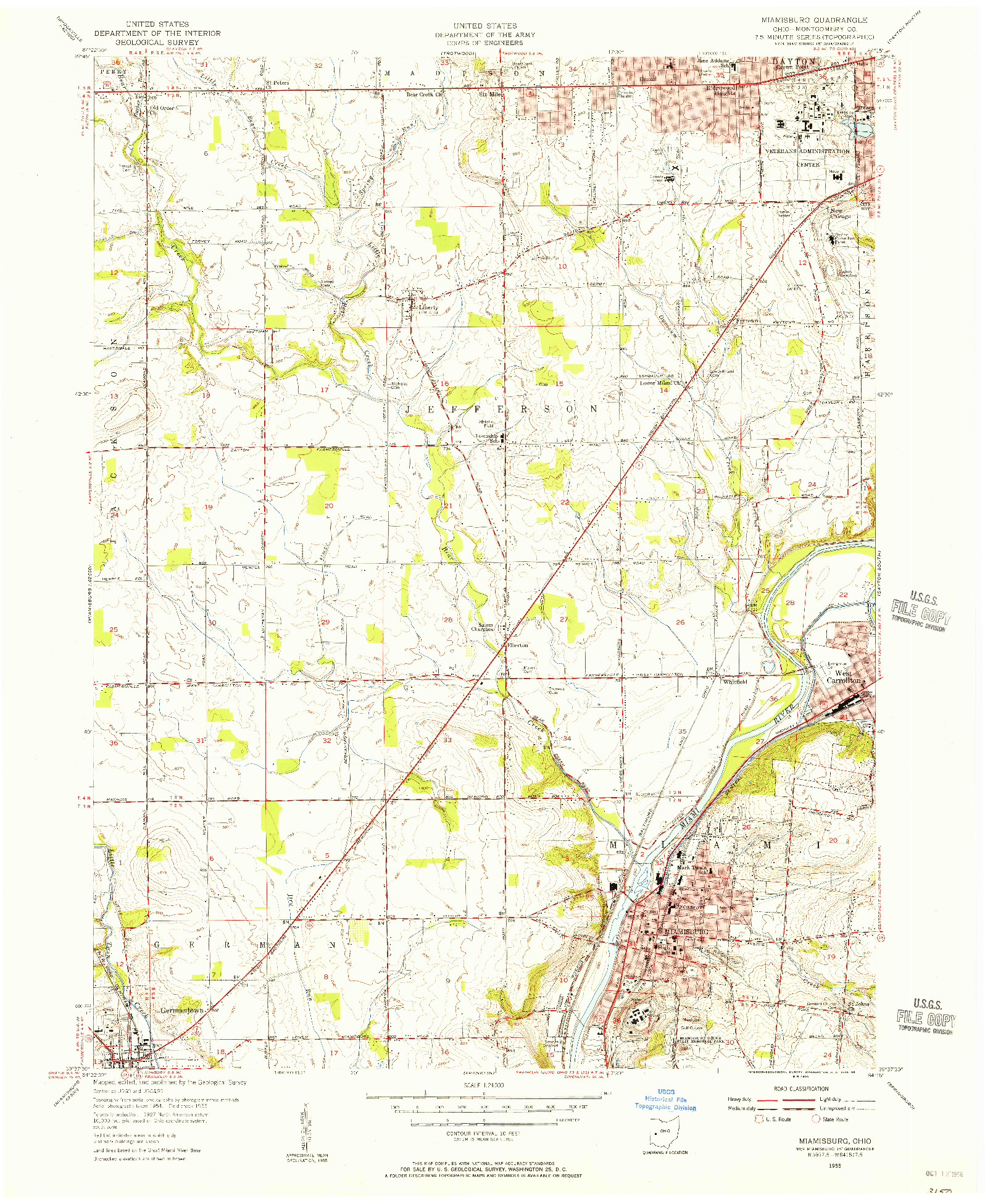 USGS 1:24000-SCALE QUADRANGLE FOR MIAMISBURG, OH 1955