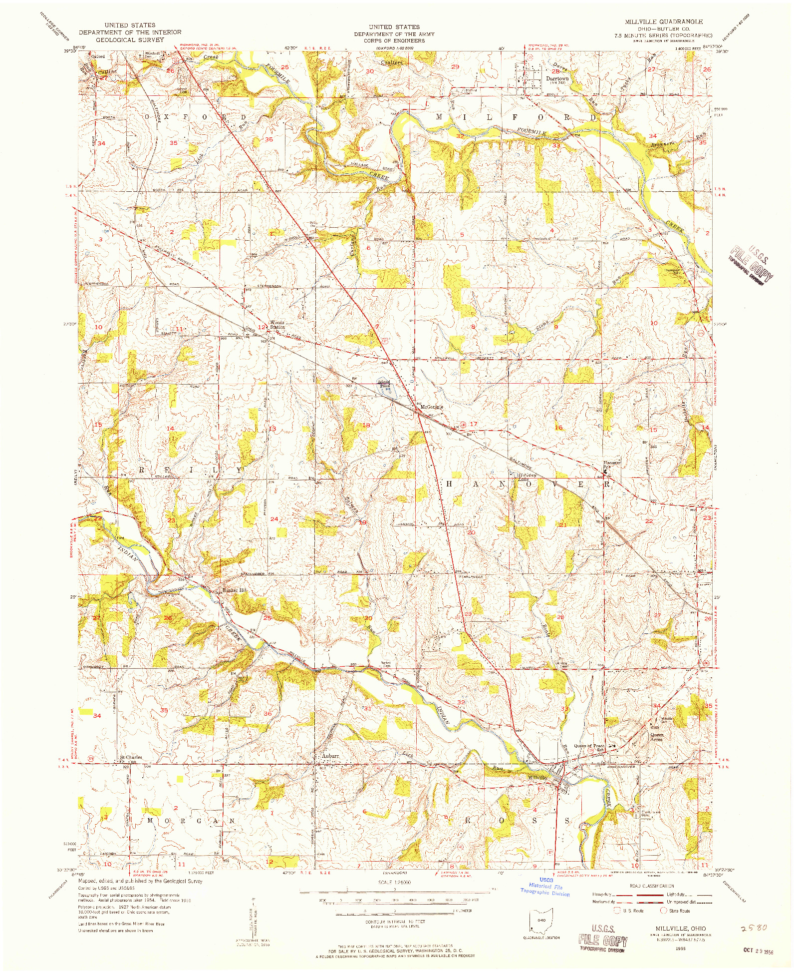 USGS 1:24000-SCALE QUADRANGLE FOR MILLVILLE, OH 1955