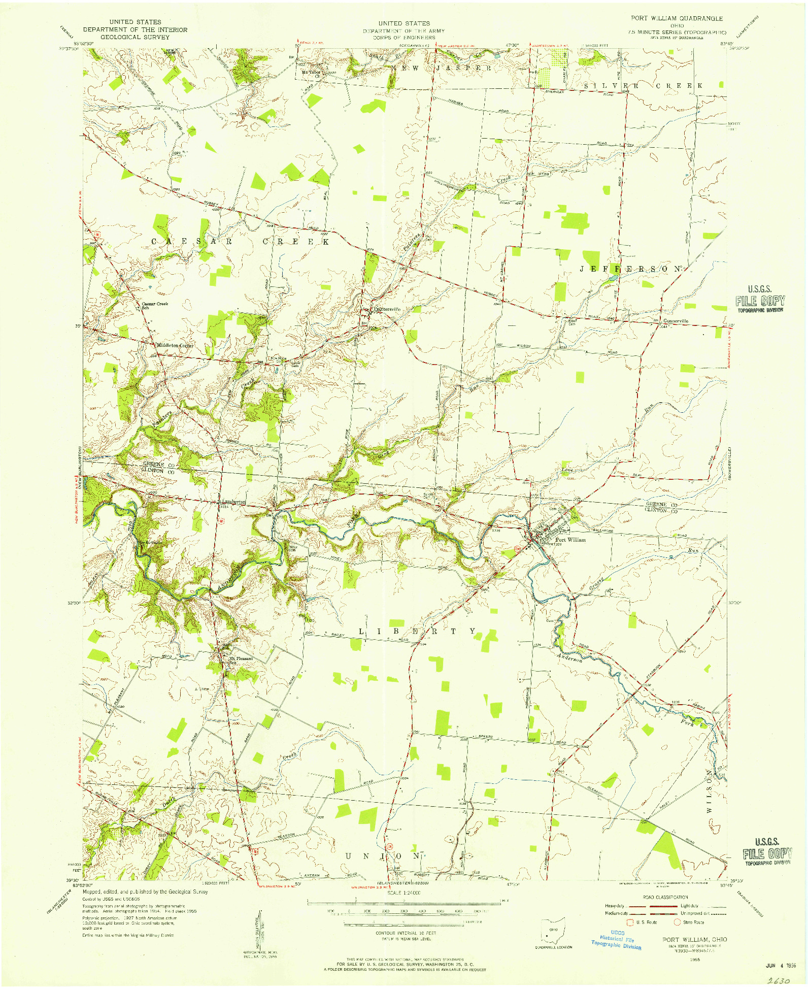 USGS 1:24000-SCALE QUADRANGLE FOR PORT WILLIAM, OH 1955