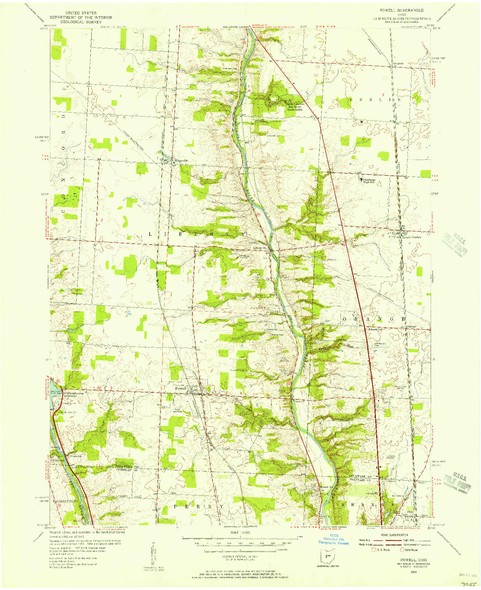 USGS 1:24000-SCALE QUADRANGLE FOR POWELL, OH 1955