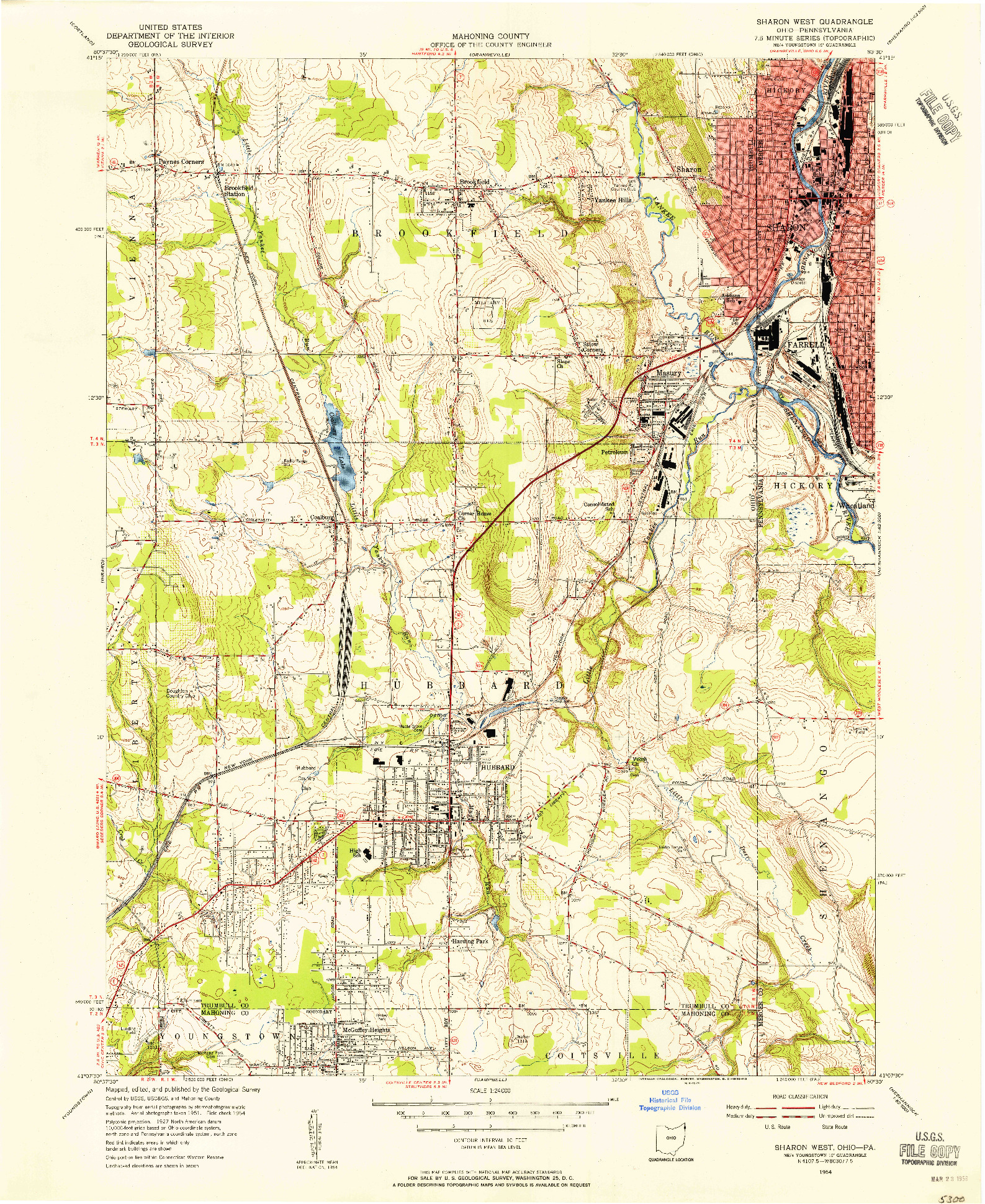 USGS 1:24000-SCALE QUADRANGLE FOR SHARON WEST, OH 1954