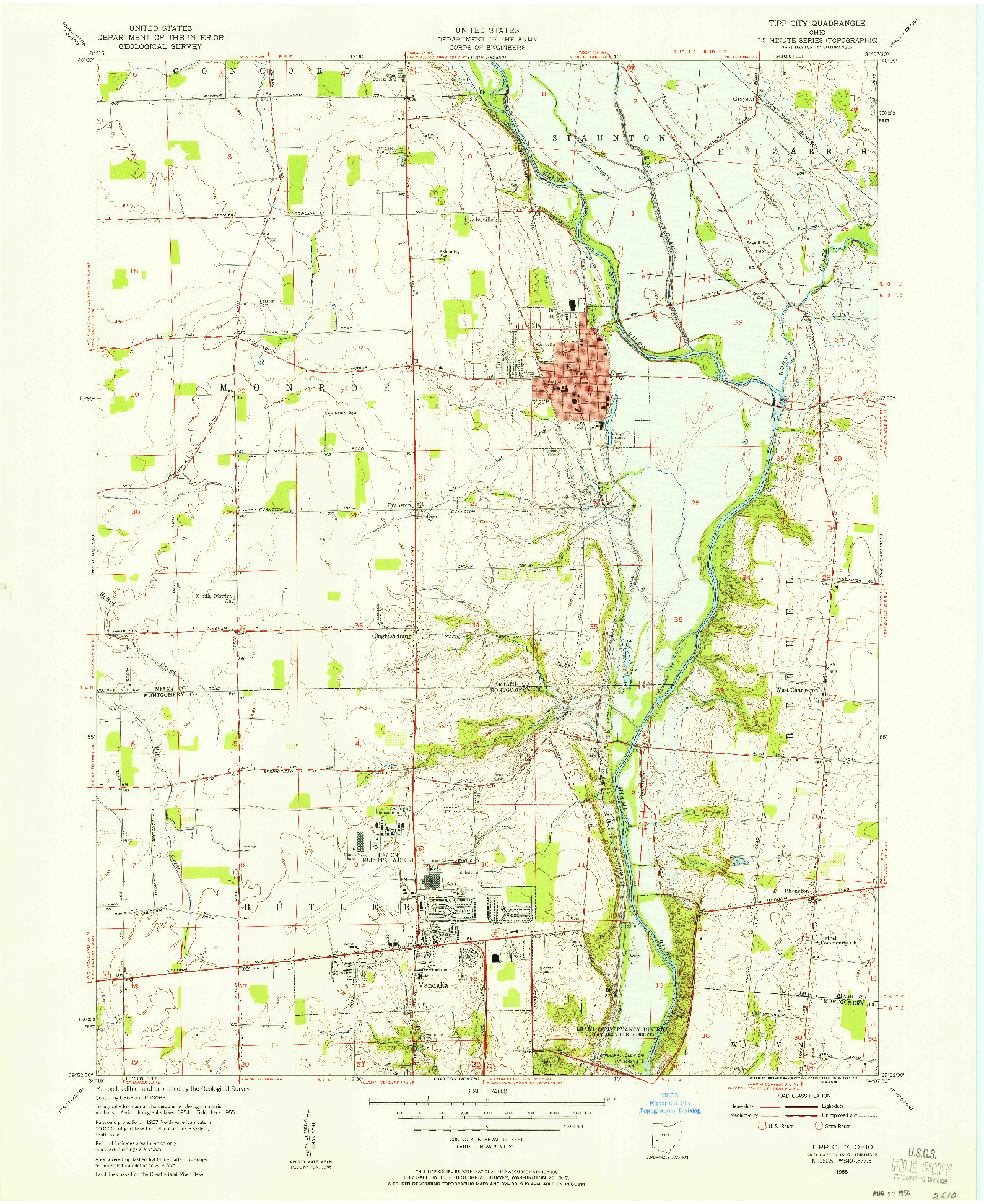 USGS 1:24000-SCALE QUADRANGLE FOR TIPP CITY, OH 1955