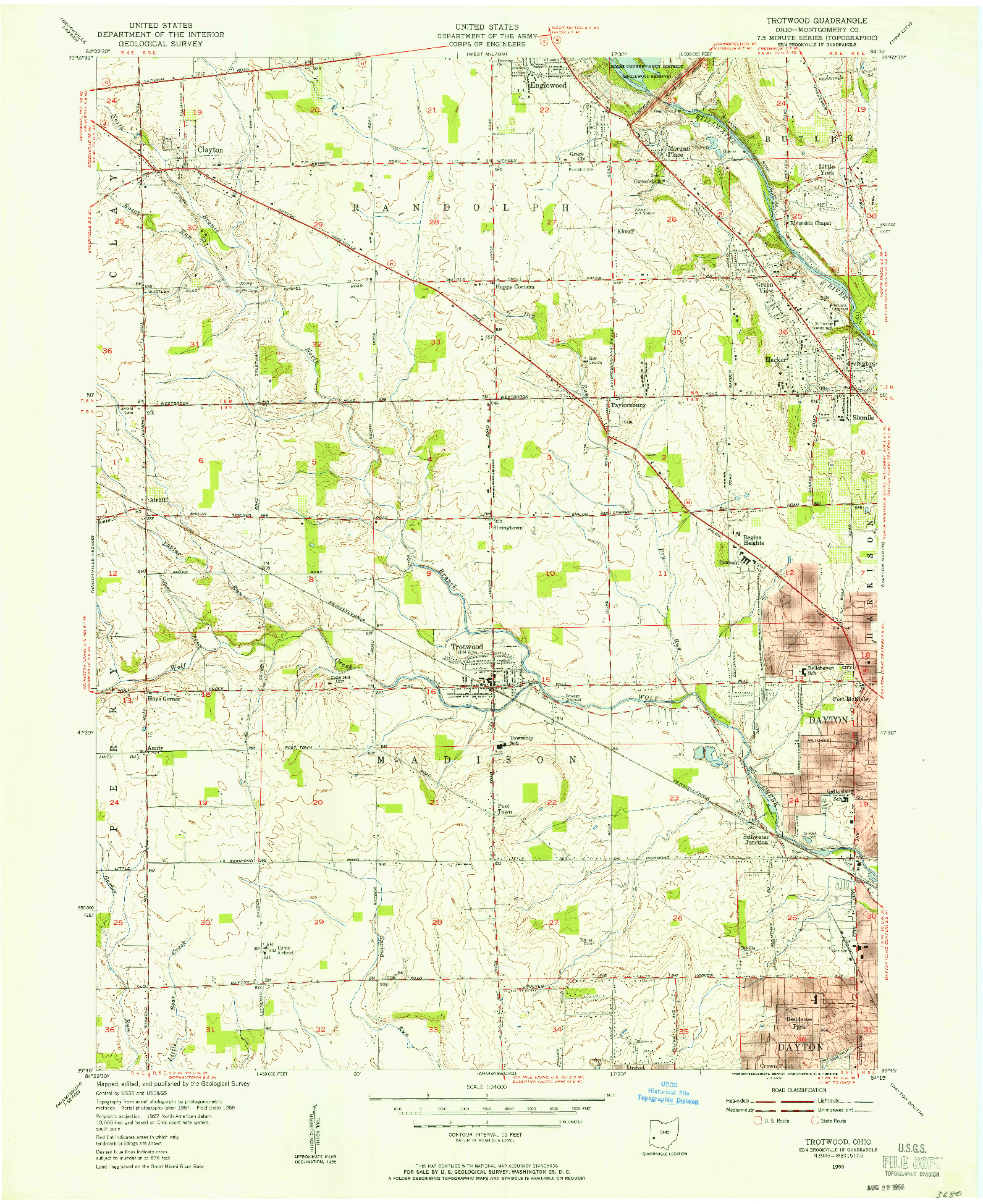USGS 1:24000-SCALE QUADRANGLE FOR TROTWOOD, OH 1955