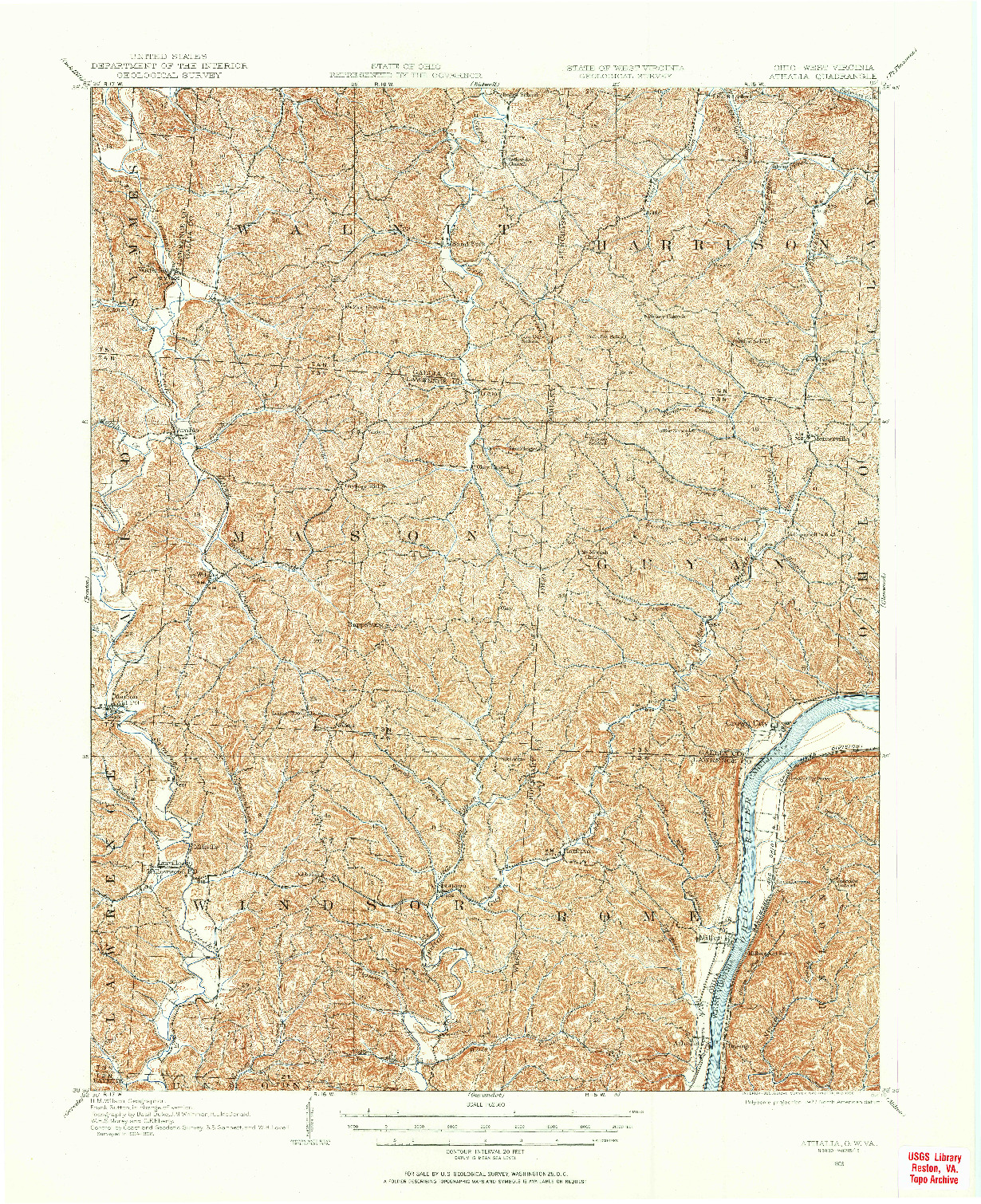USGS 1:62500-SCALE QUADRANGLE FOR ATHALIA, OH 1906