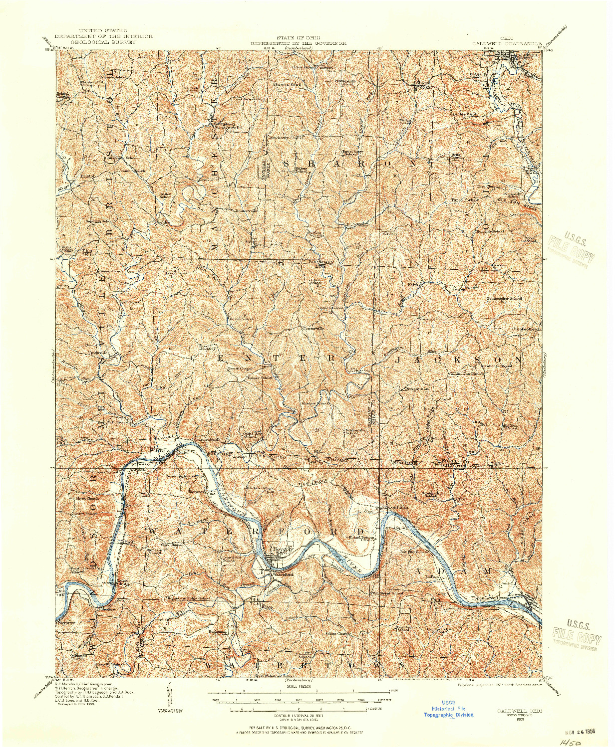 USGS 1:62500-SCALE QUADRANGLE FOR CALDWELL, OH 1909