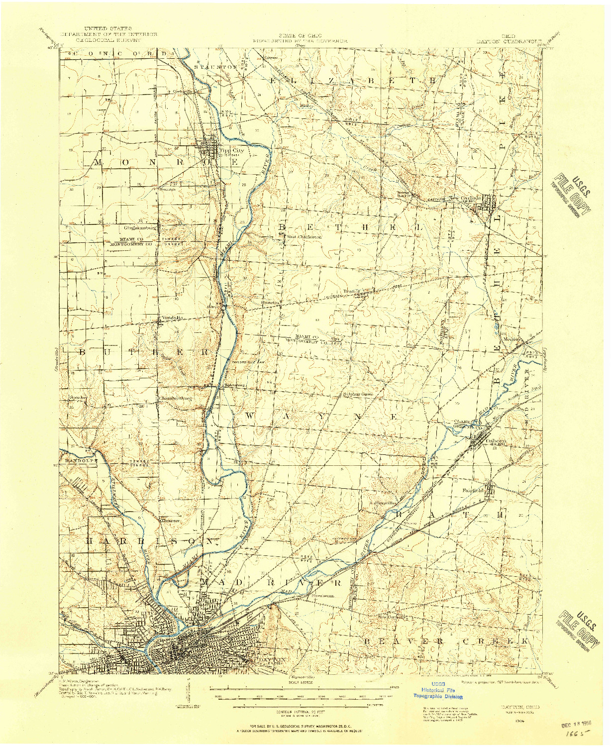 USGS 1:62500-SCALE QUADRANGLE FOR DAYTON, OH 1904