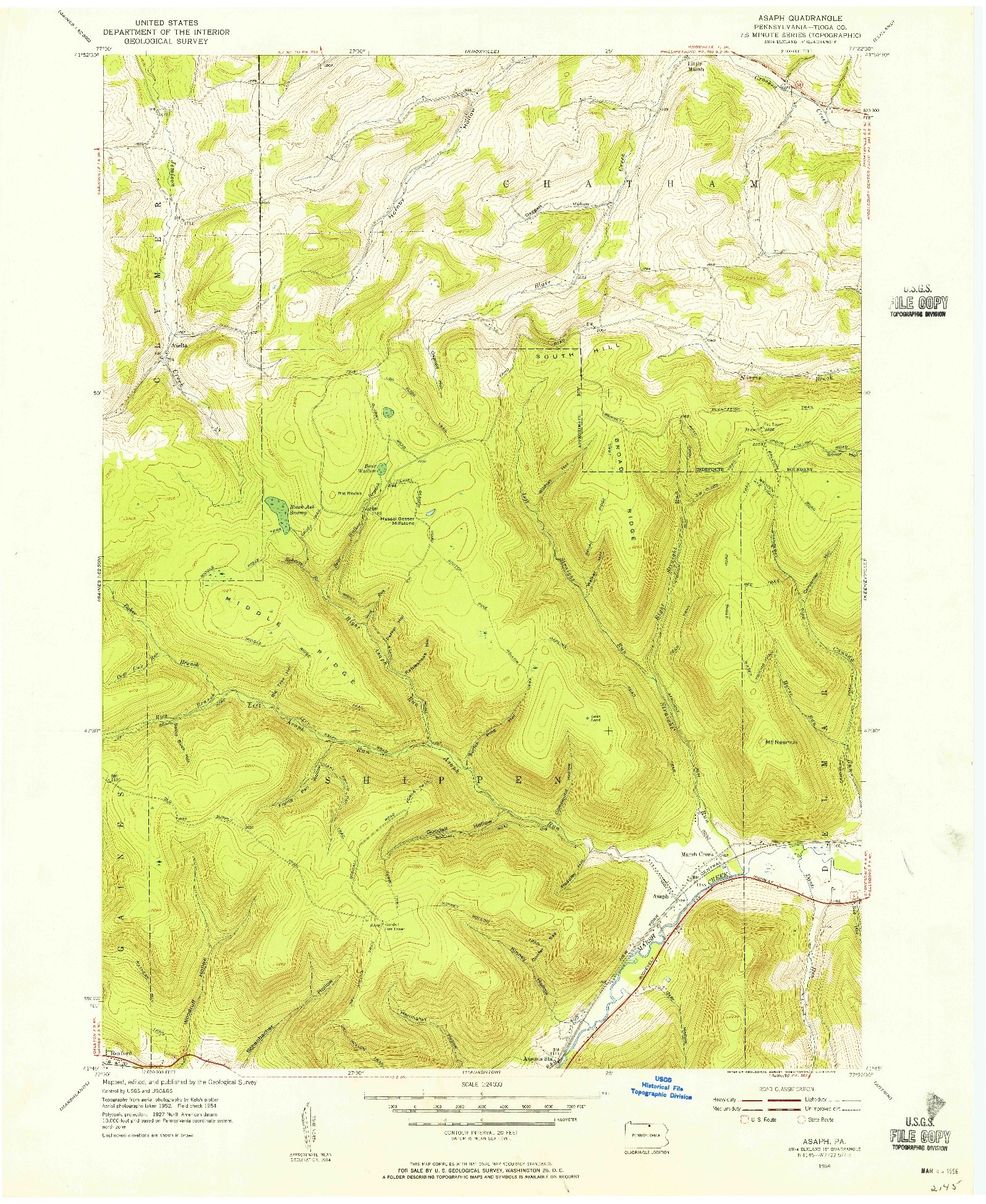 USGS 1:24000-SCALE QUADRANGLE FOR ASAPH, PA 1954