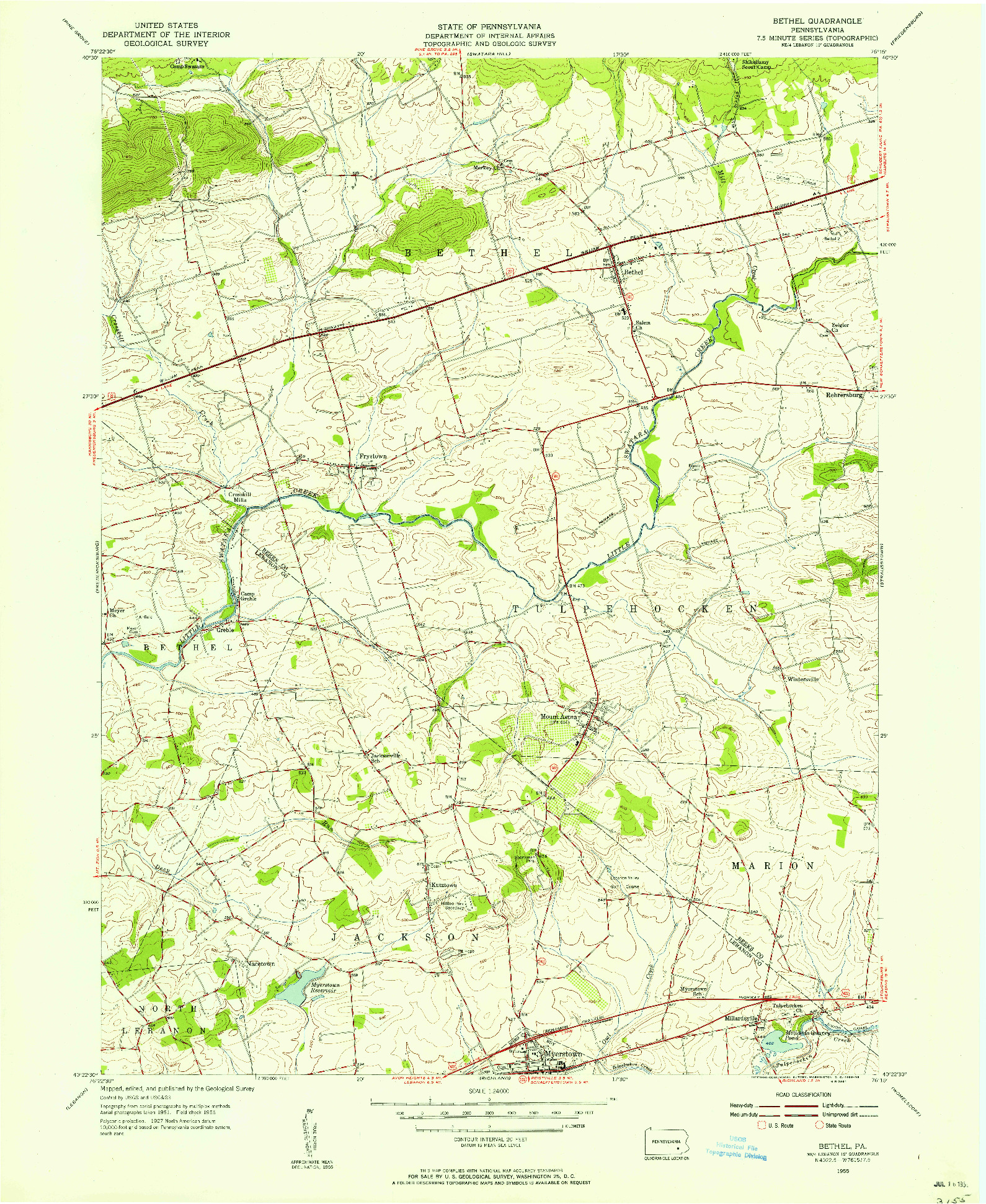 USGS 1:24000-SCALE QUADRANGLE FOR BETHEL, PA 1955