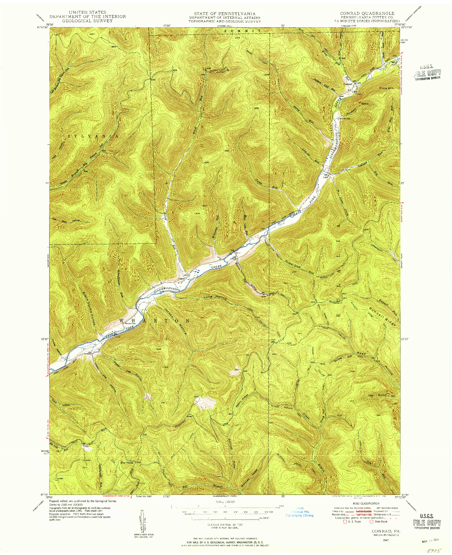 USGS 1:24000-SCALE QUADRANGLE FOR CONRAD, PA 1947