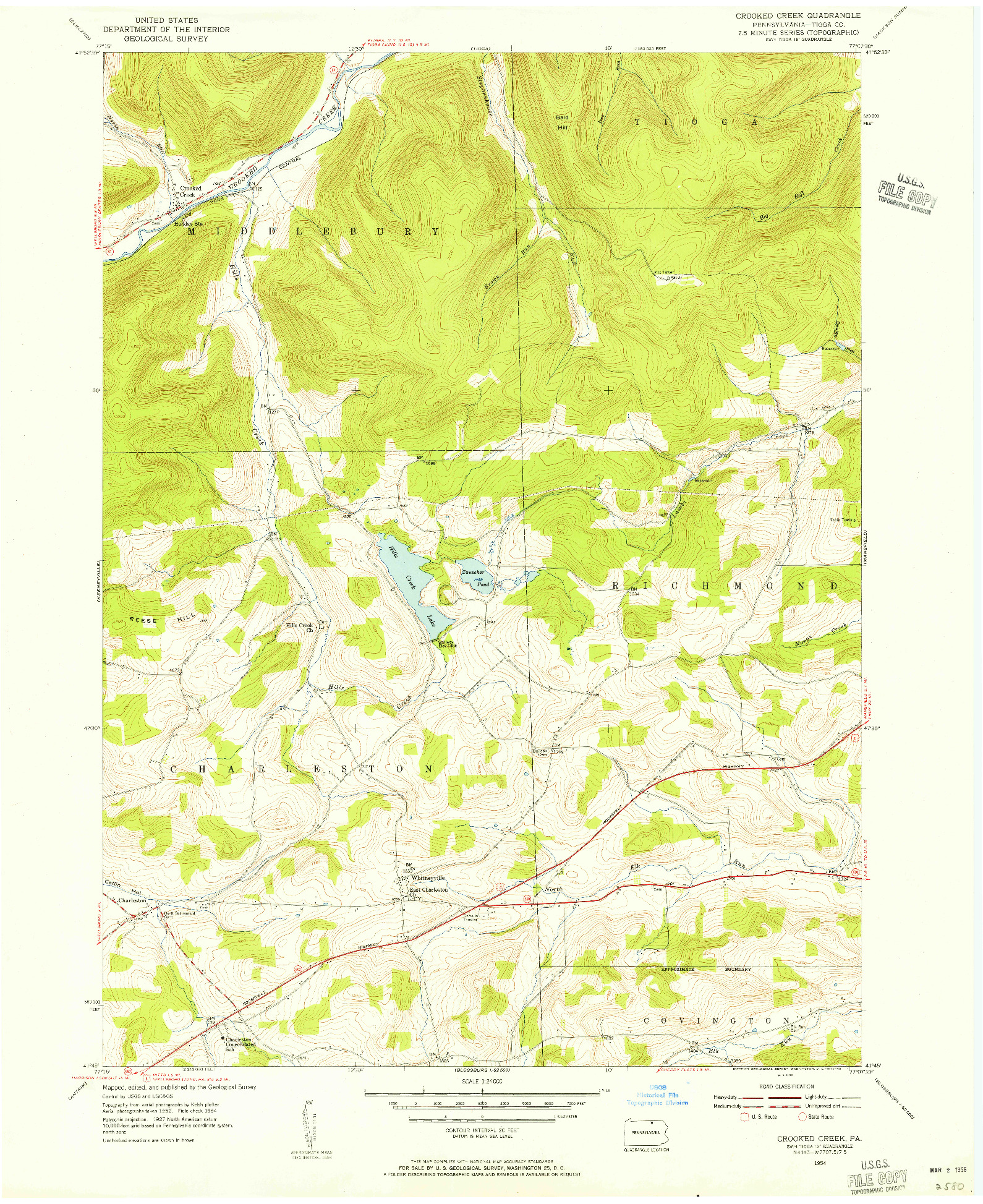 USGS 1:24000-SCALE QUADRANGLE FOR CROOKED CREEK, PA 1954