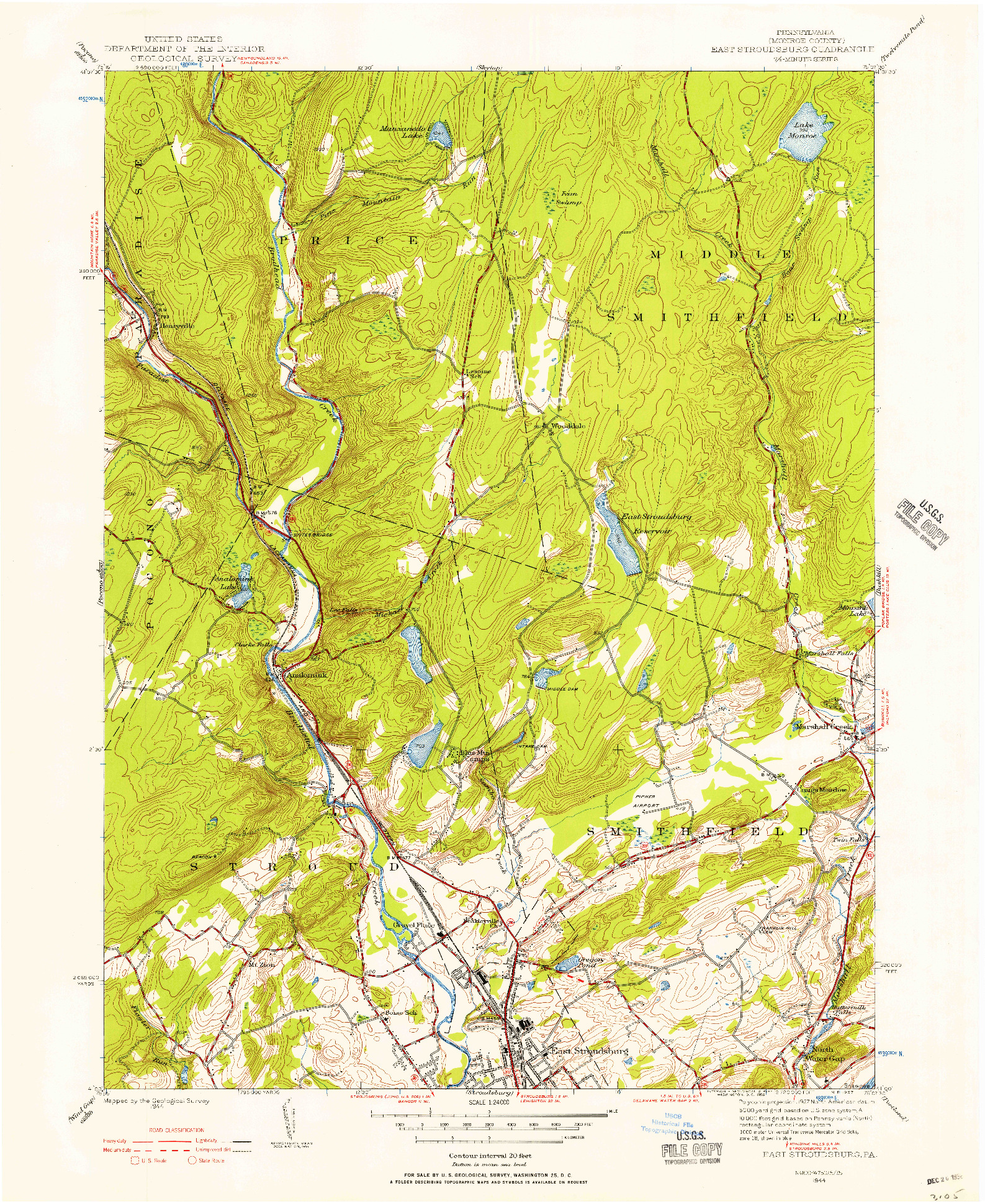 USGS 1:24000-SCALE QUADRANGLE FOR EAST STROUDSBURG, PA 1944