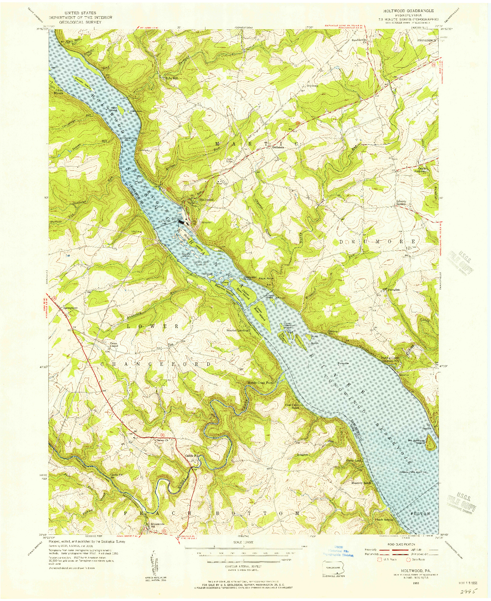 USGS 1:24000-SCALE QUADRANGLE FOR HOLTWOOD, PA 1955