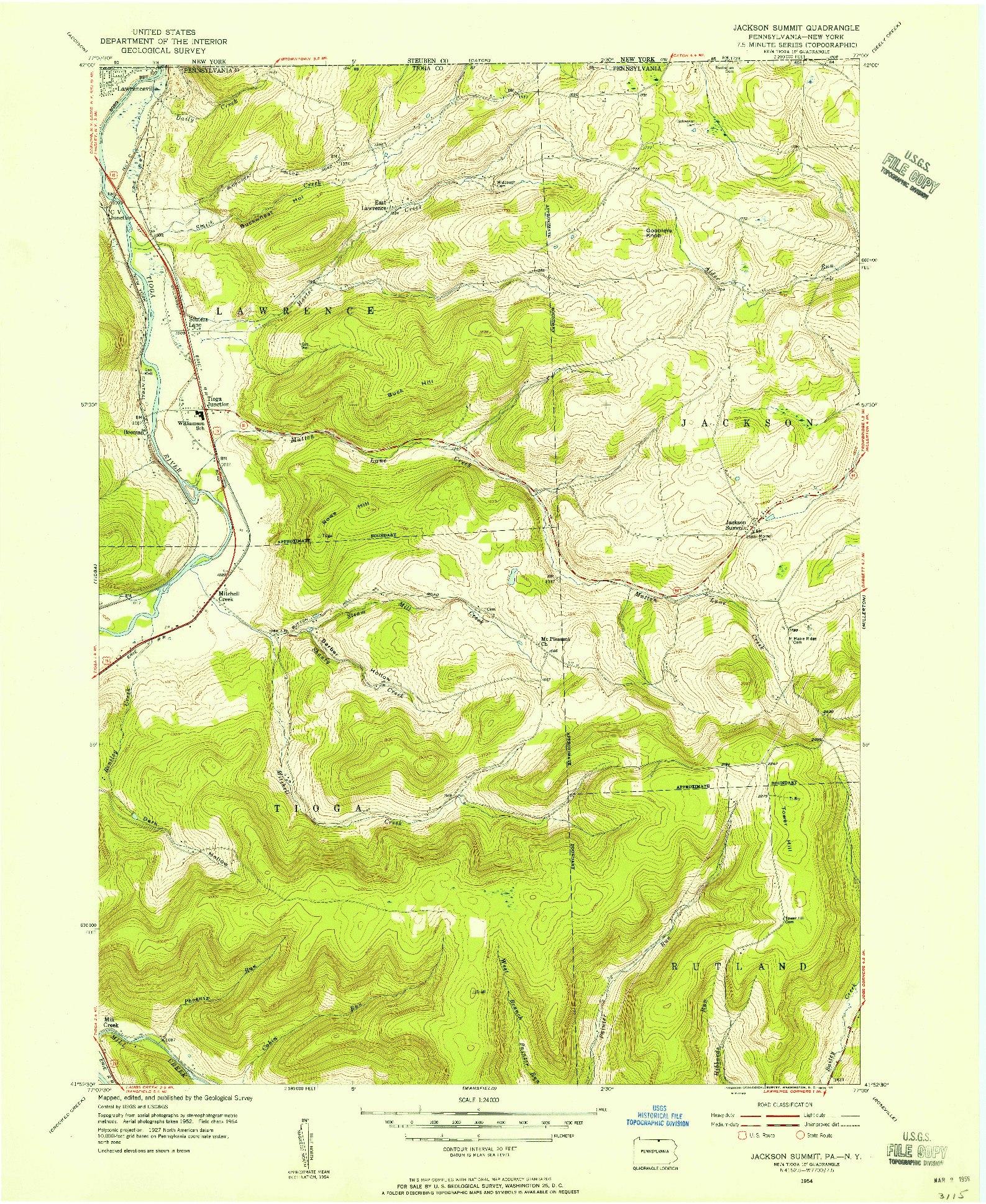 USGS 1:24000-SCALE QUADRANGLE FOR JACKSON SUMMIT, PA 1954