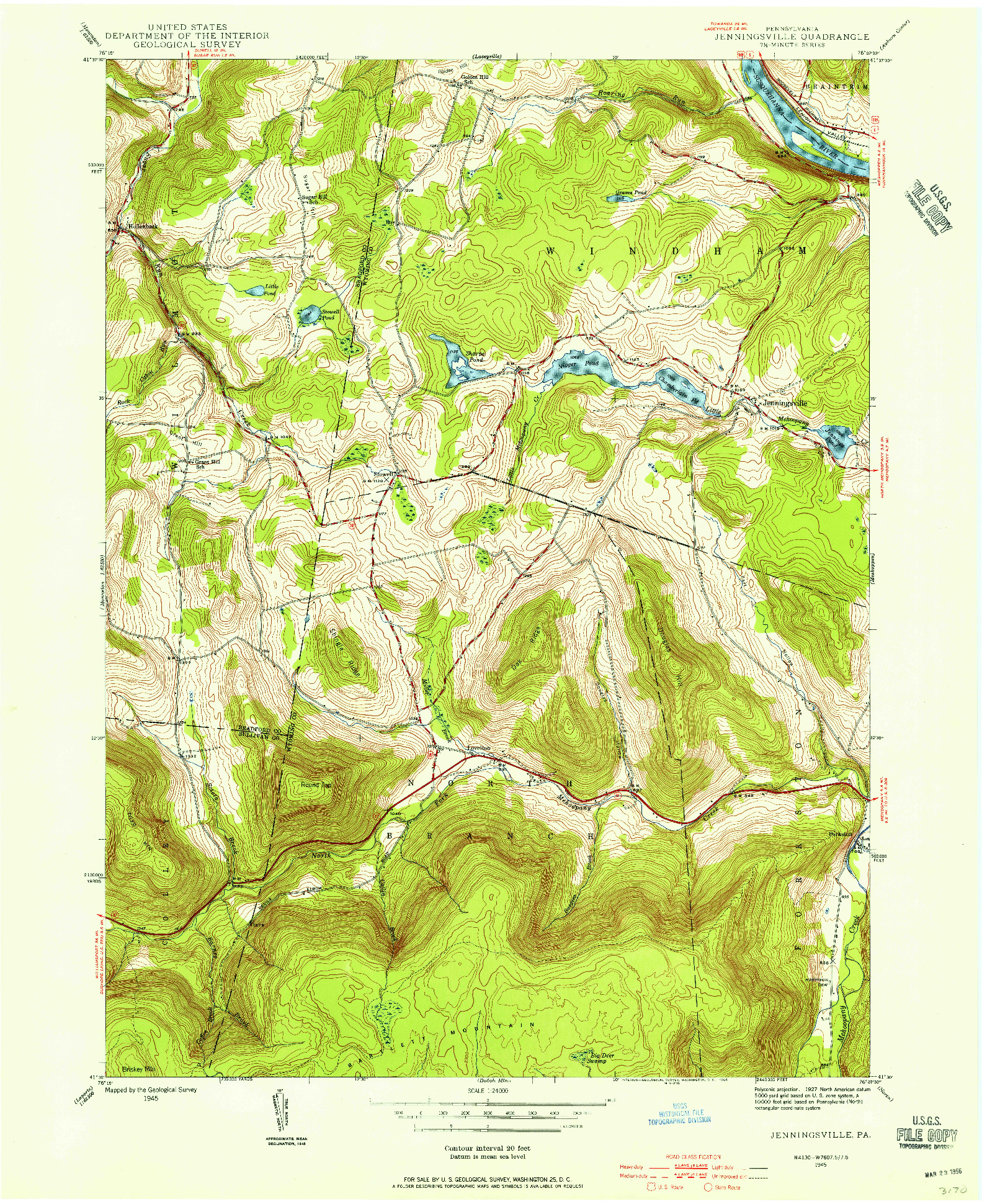 USGS 1:24000-SCALE QUADRANGLE FOR JENNINGSVILLE, PA 1945