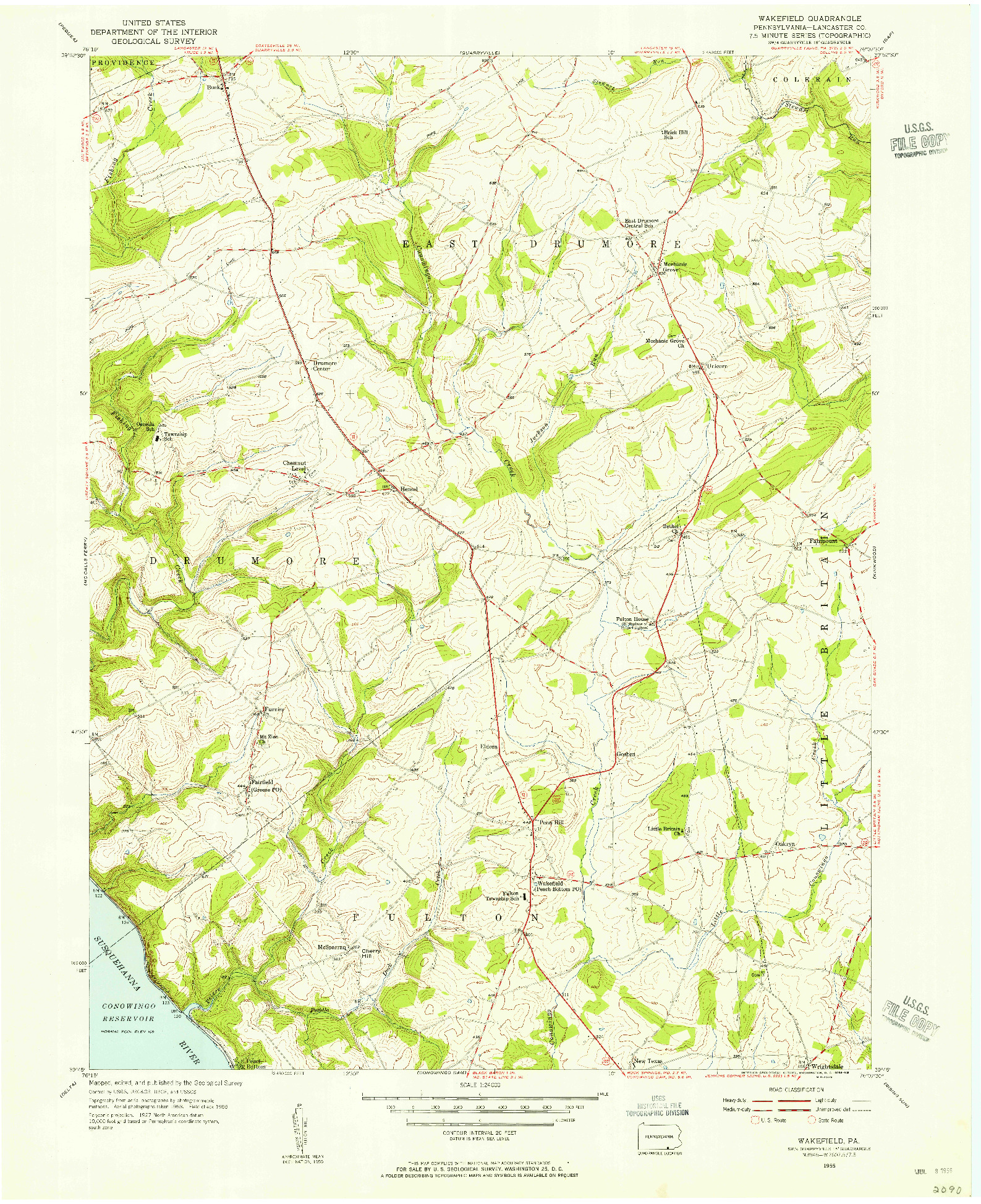 USGS 1:24000-SCALE QUADRANGLE FOR WAKEFIELD, PA 1955