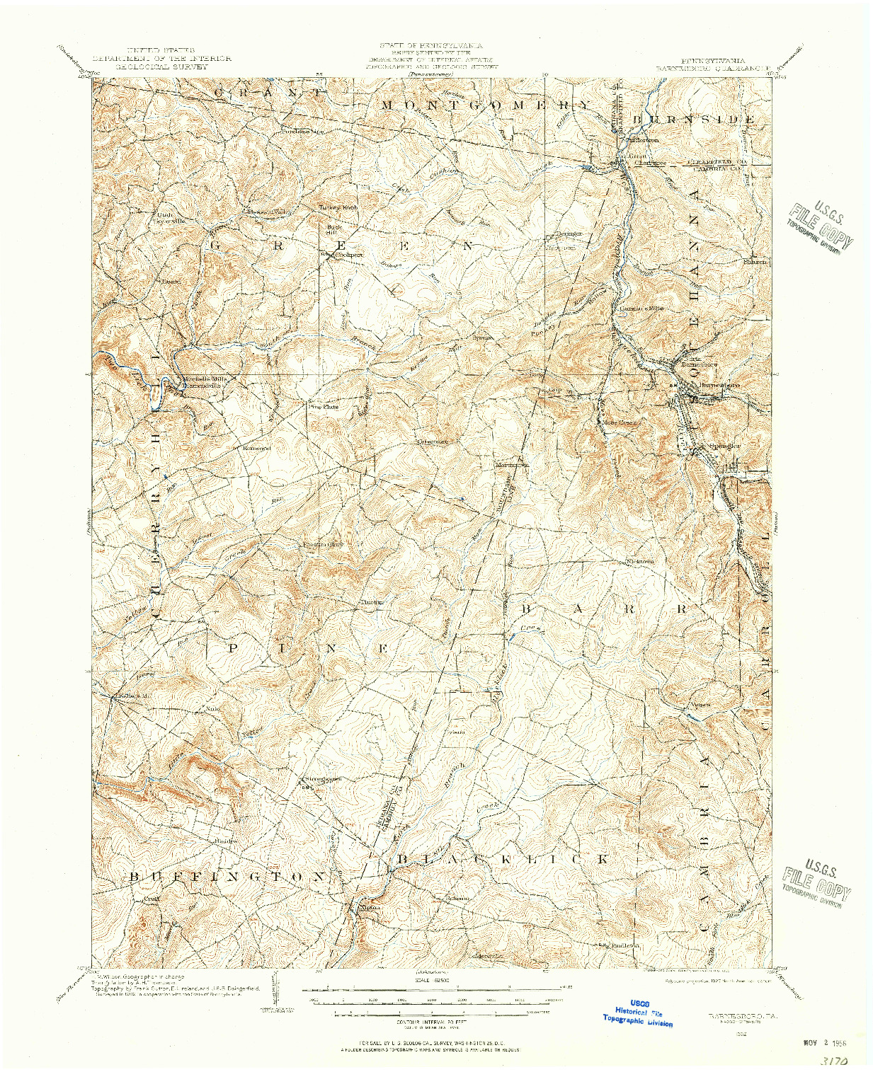 USGS 1:62500-SCALE QUADRANGLE FOR BARNESBORO, PA 1902