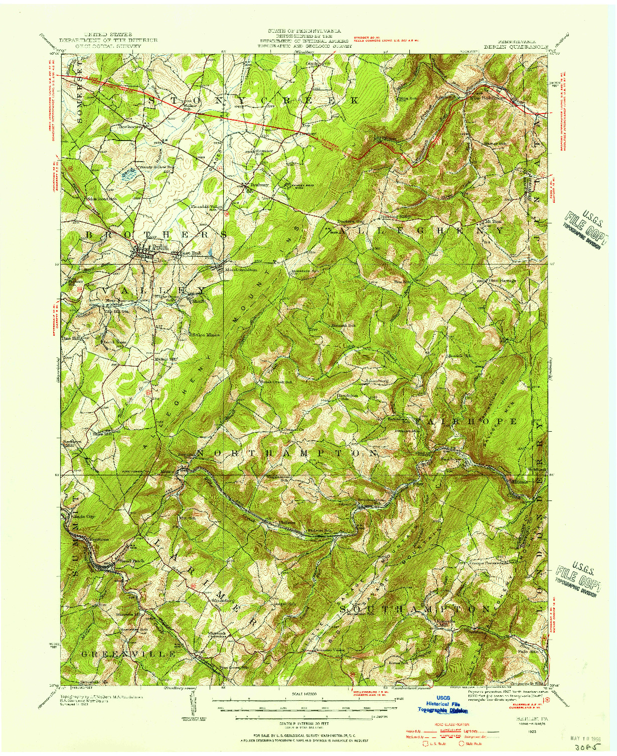 USGS 1:62500-SCALE QUADRANGLE FOR BERLIN, PA 1923