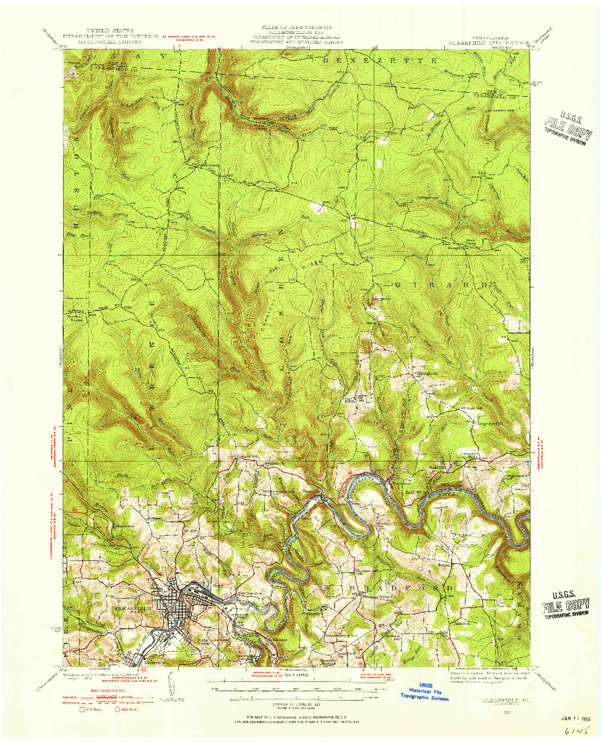 USGS 1:62500-SCALE QUADRANGLE FOR CLEARFIELD, PA 1929