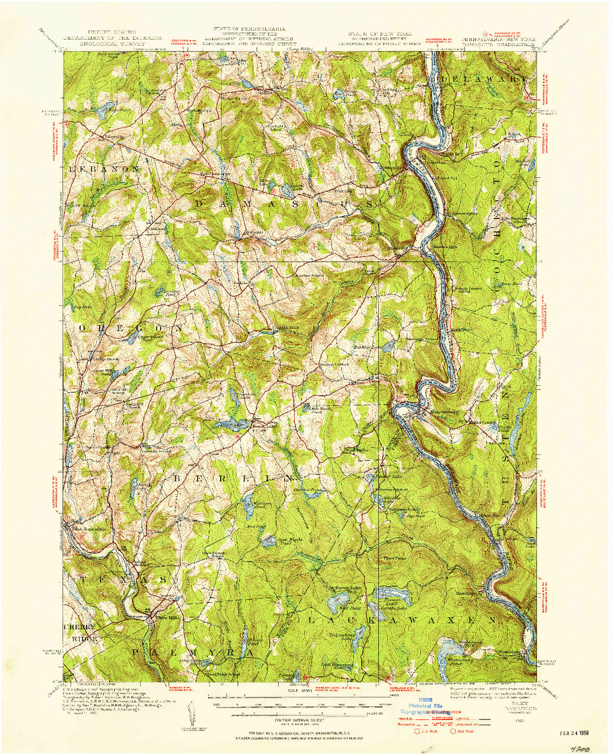 USGS 1:62500-SCALE QUADRANGLE FOR DAMASCUS, PA 1920