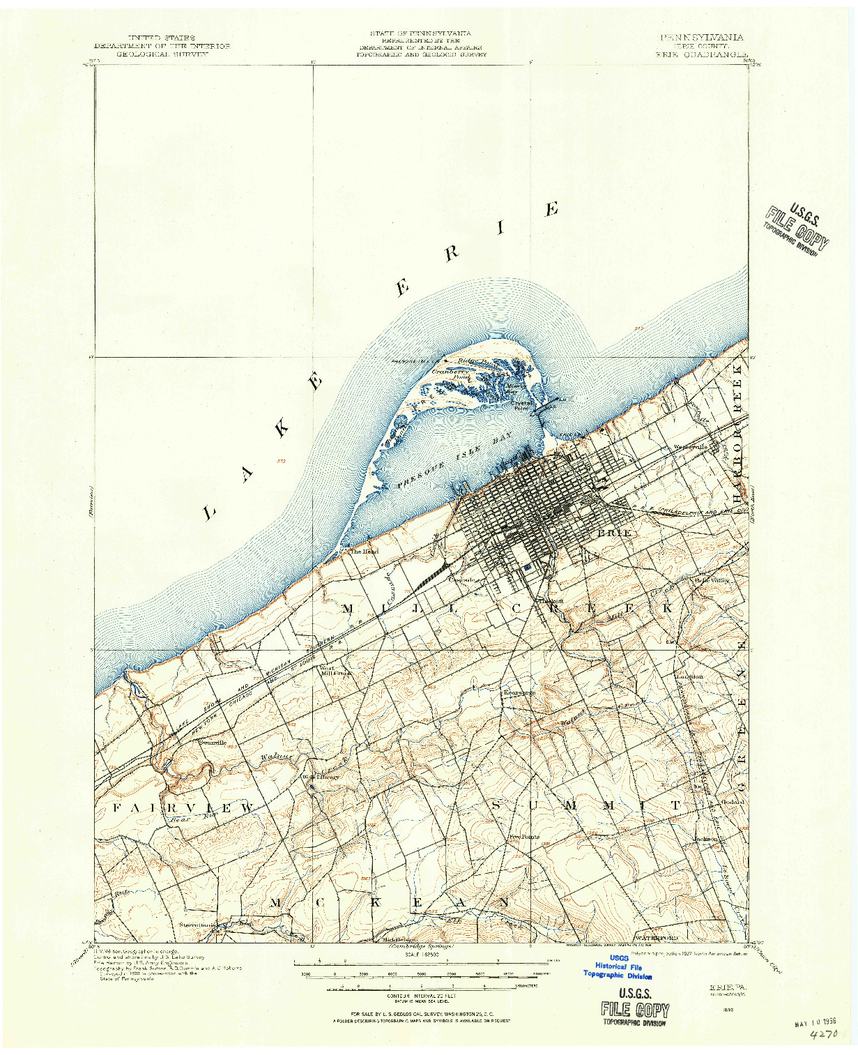 USGS 1:62500-SCALE QUADRANGLE FOR ERIE, PA 1899