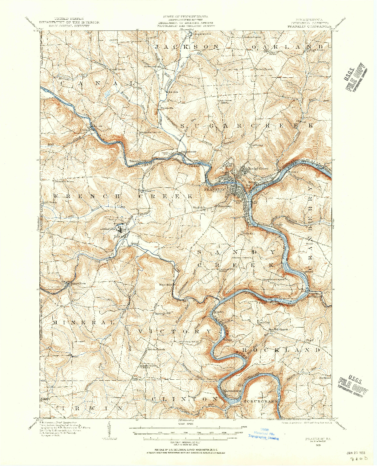 USGS 1:62500-SCALE QUADRANGLE FOR FRANKLIN, PA 1909