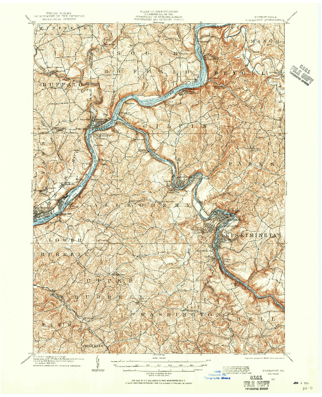 USGS 1:62500-SCALE QUADRANGLE FOR FREEPORT, PA 1907