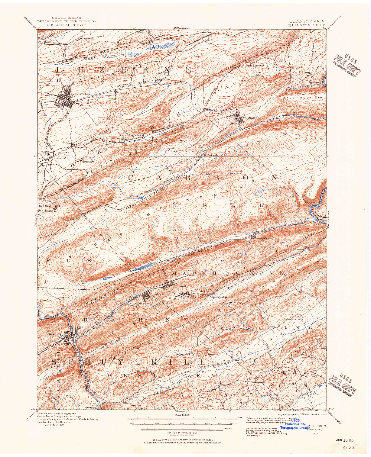 USGS 1:62500-SCALE QUADRANGLE FOR HAZLETON, PA 1889