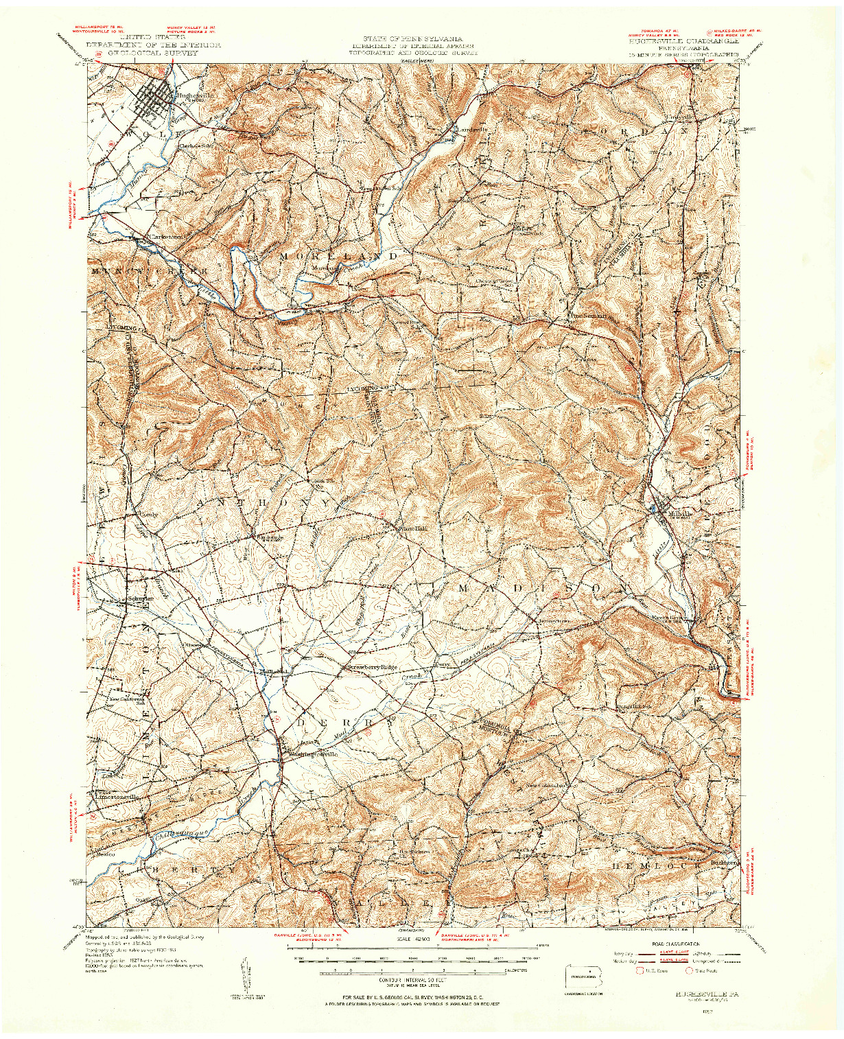 USGS 1:62500-SCALE QUADRANGLE FOR HUGHESVILLE, PA 1953