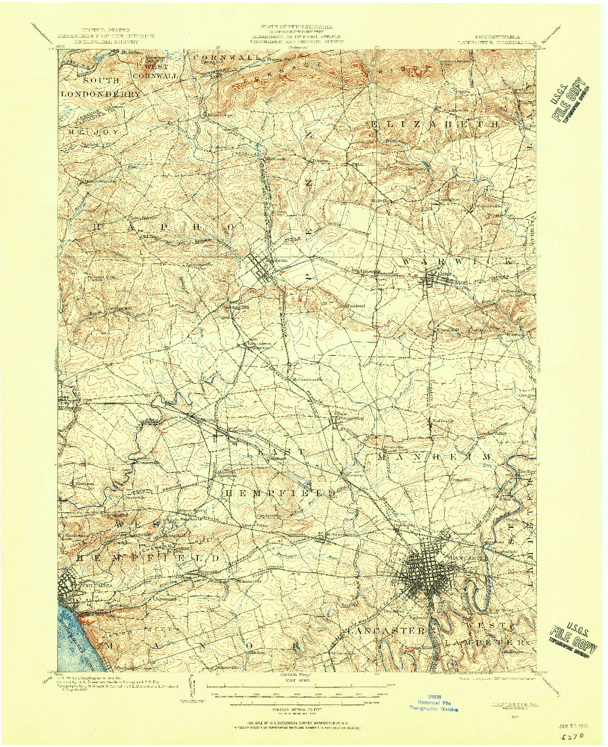 USGS 1:62500-SCALE QUADRANGLE FOR LANCASTER, PA 1902