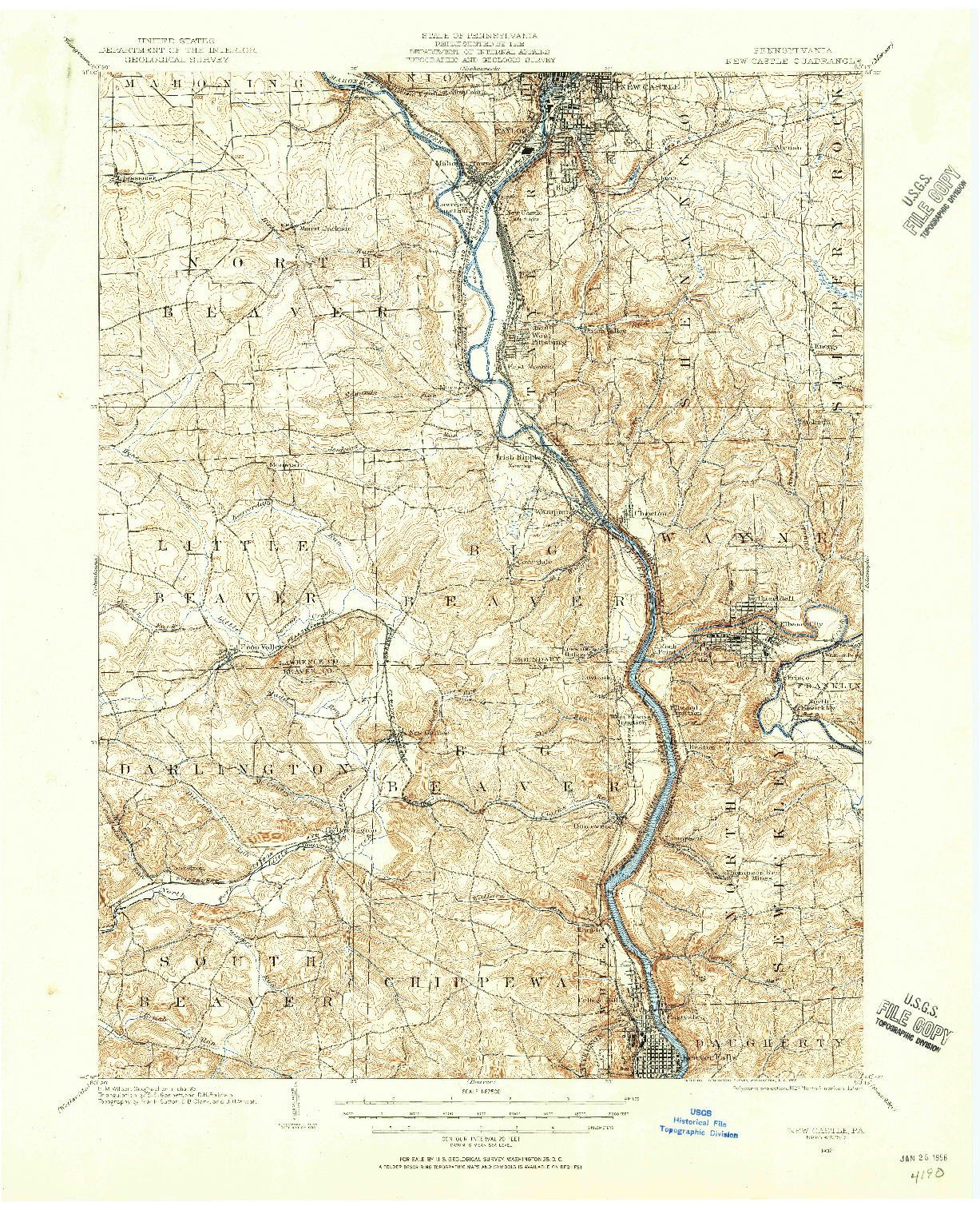 USGS 1:62500-SCALE QUADRANGLE FOR NEW CASTLE, PA 1902