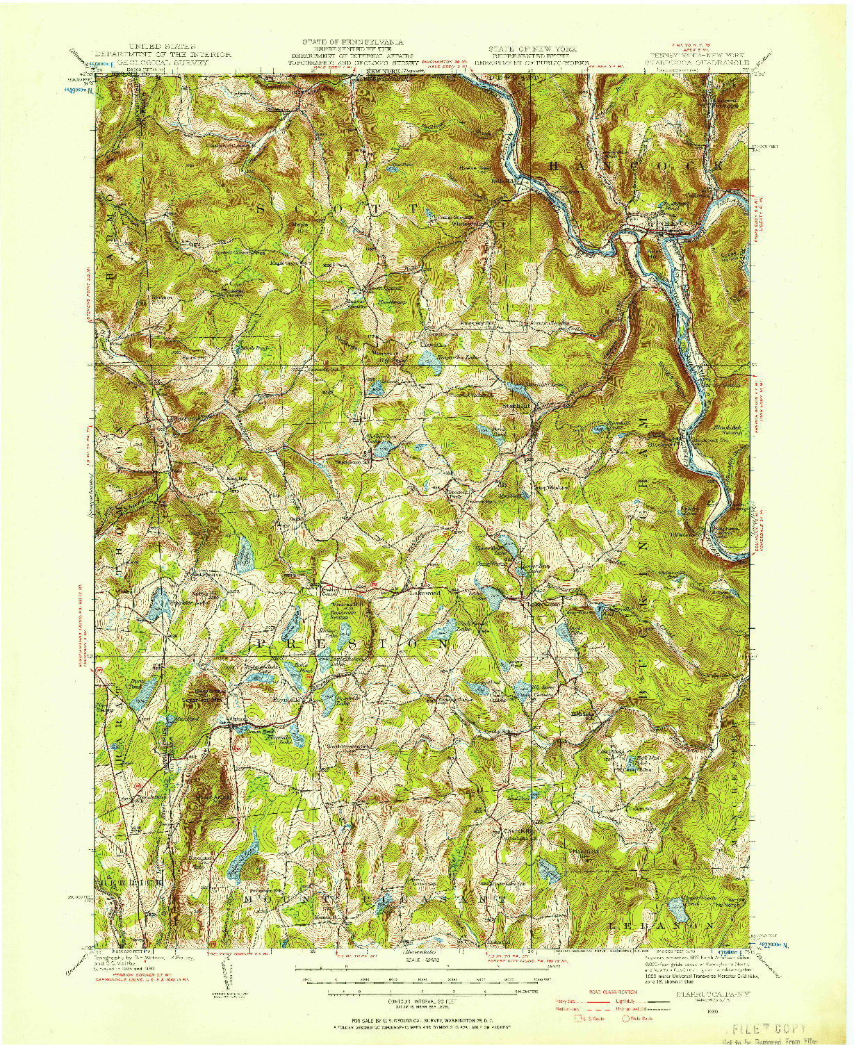USGS 1:62500-SCALE QUADRANGLE FOR STARRUCCA, PA 1930