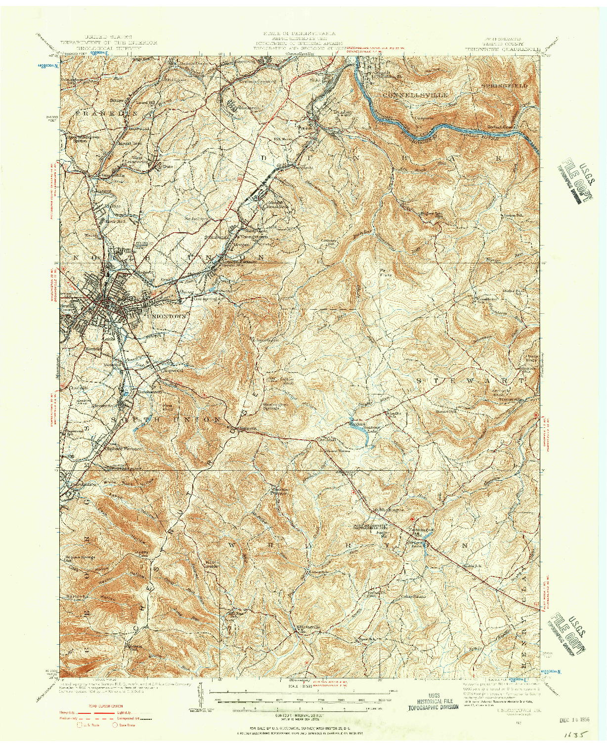 USGS 1:62500-SCALE QUADRANGLE FOR UNIONTOWN, PA 1931