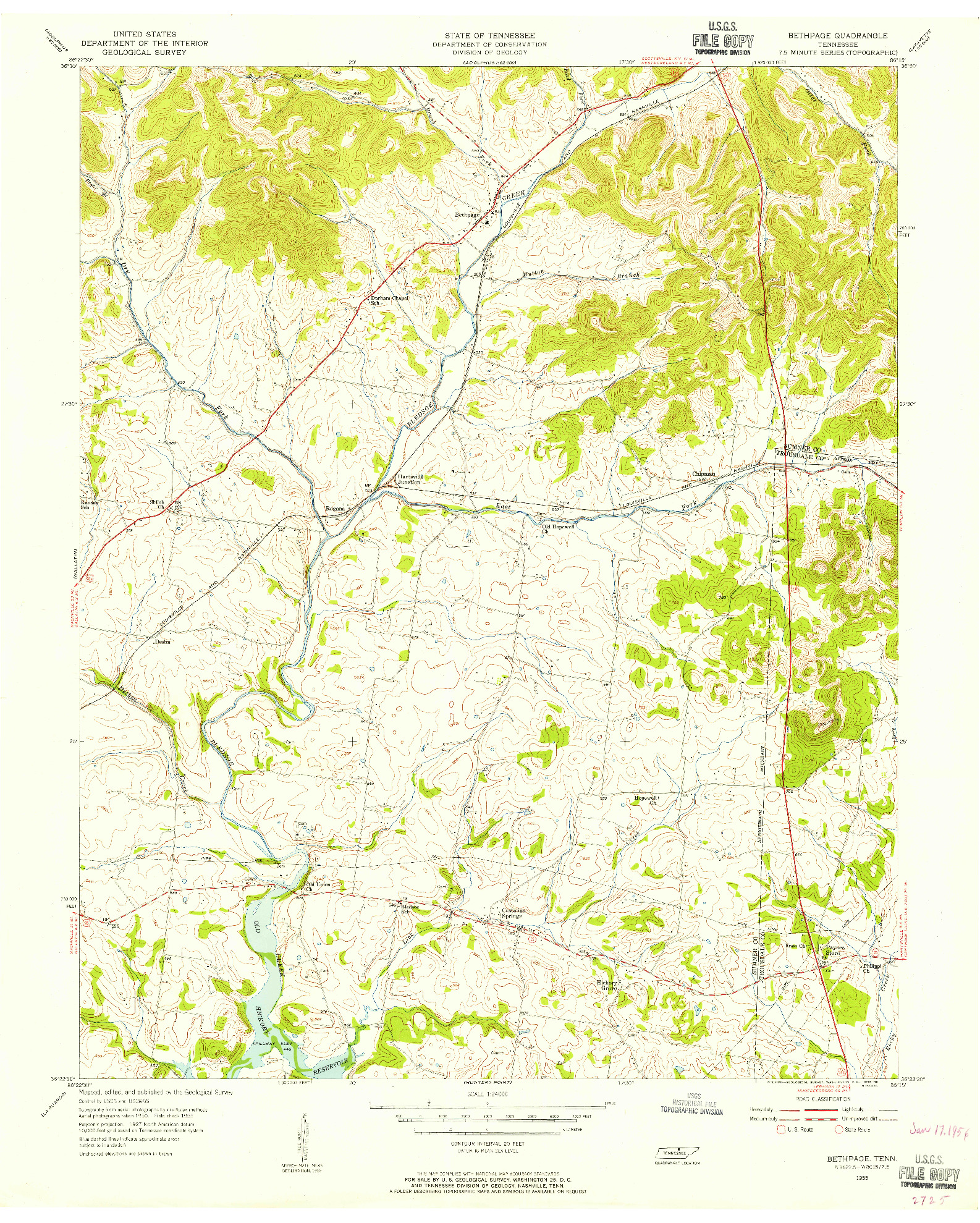 USGS 1:24000-SCALE QUADRANGLE FOR BETHPAGE, TN 1955