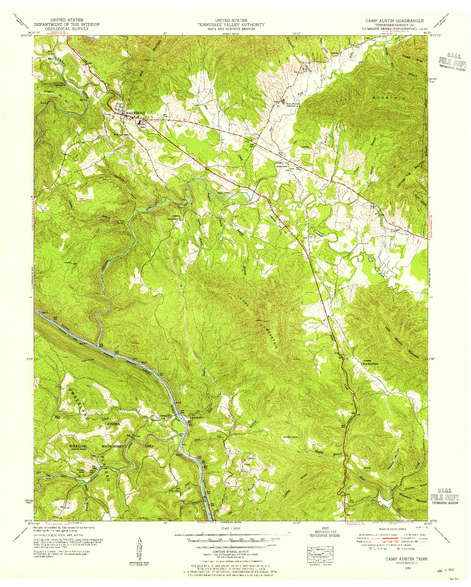 USGS 1:24000-SCALE QUADRANGLE FOR CAMP AUSTIN, TN 1952