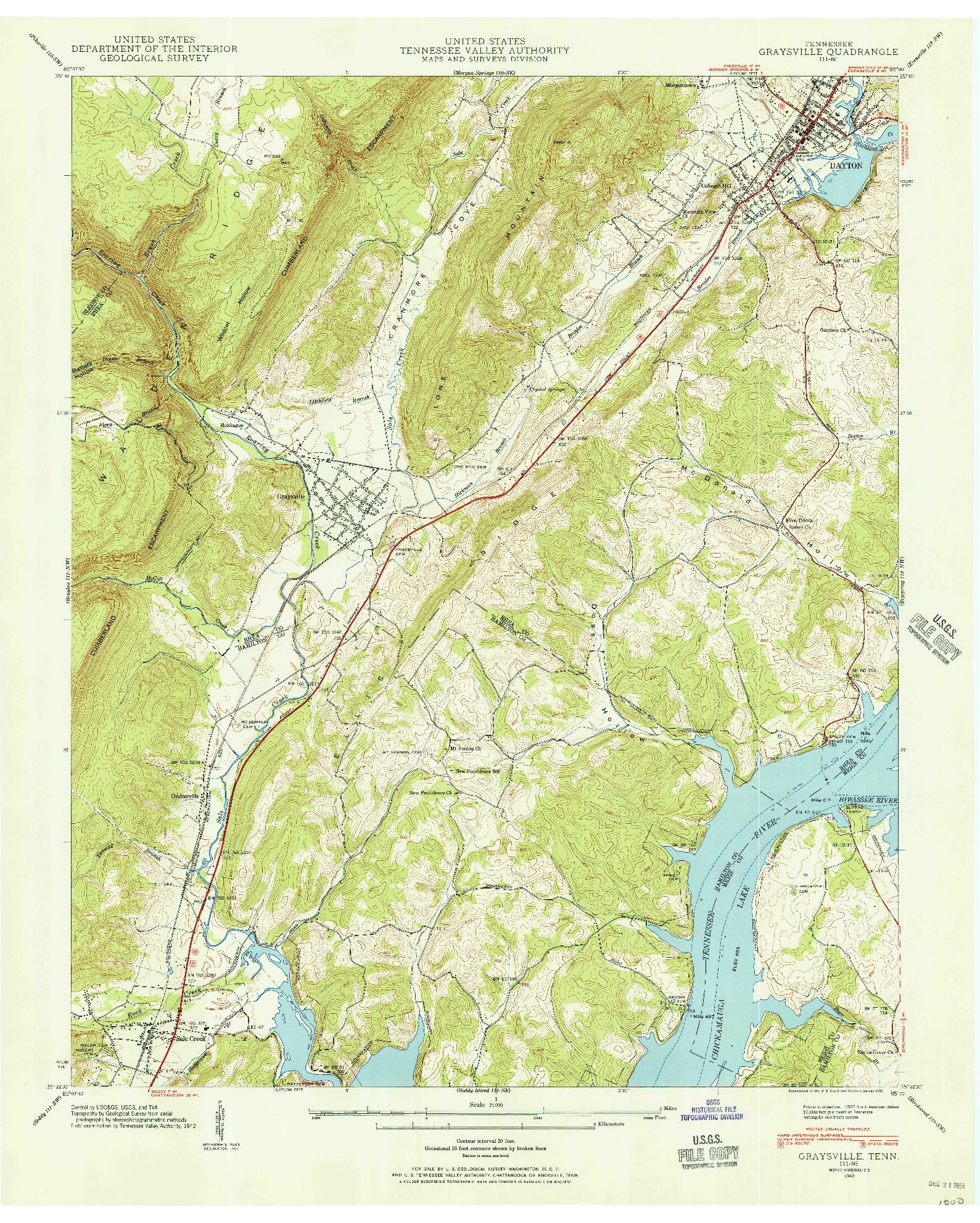 USGS 1:24000-SCALE QUADRANGLE FOR GRAYSVILLE, TN 1942