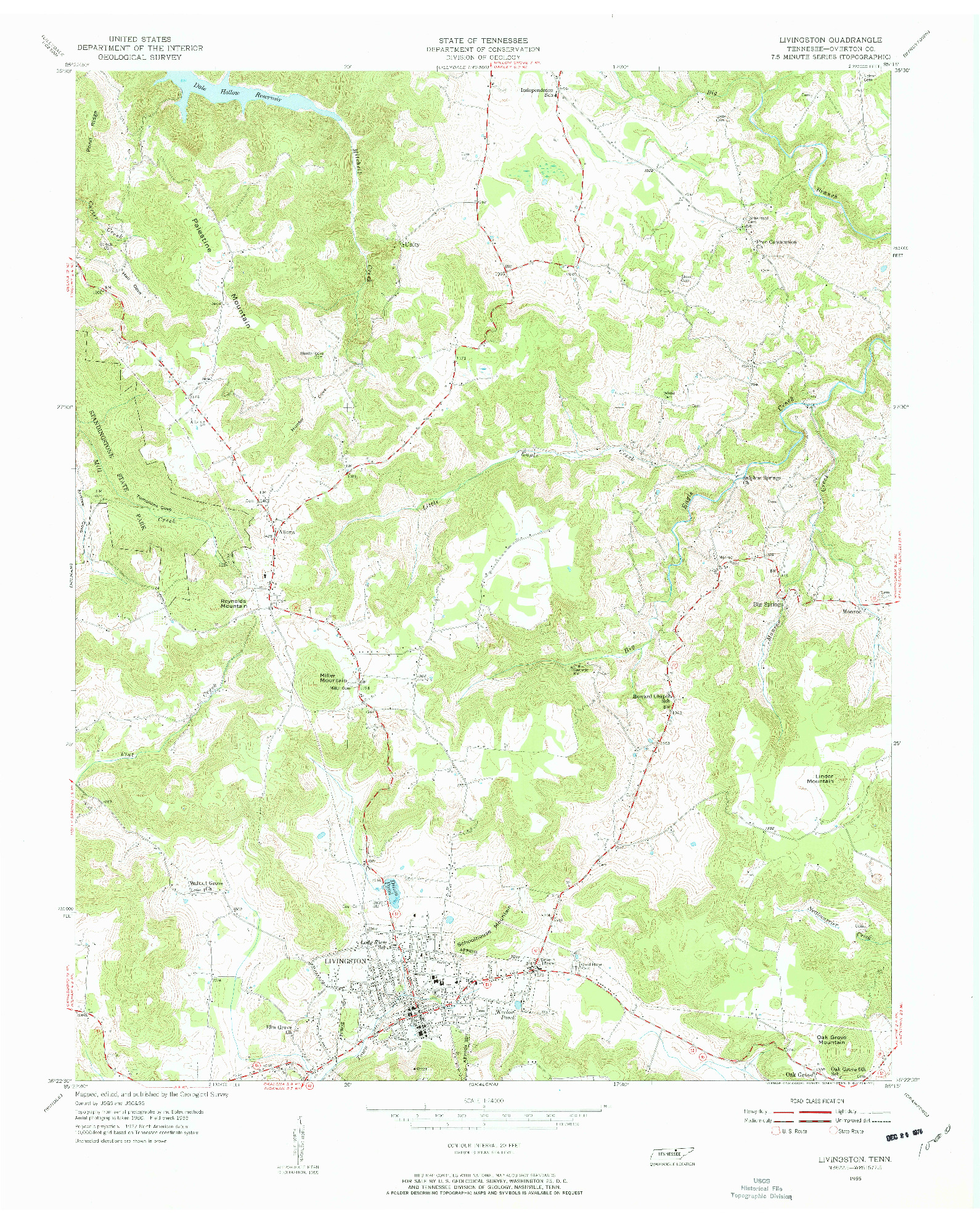 USGS 1:24000-SCALE QUADRANGLE FOR LIVINGSTON, TN 1955