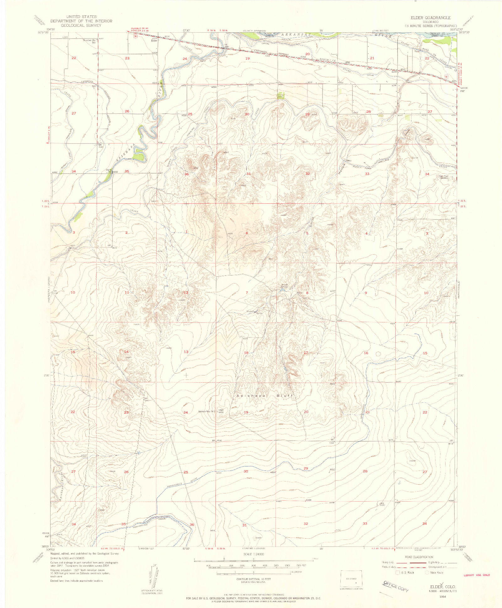 USGS 1:24000-SCALE QUADRANGLE FOR ELDER, CO 1954