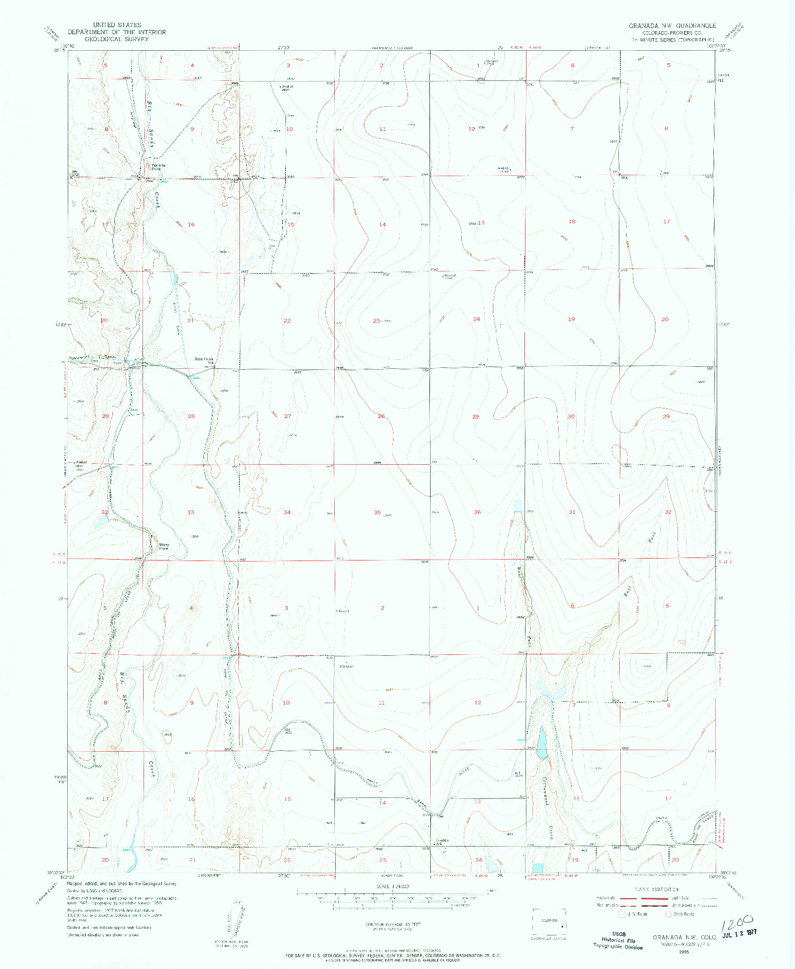 USGS 1:24000-SCALE QUADRANGLE FOR GRANADA NW, CO 1955